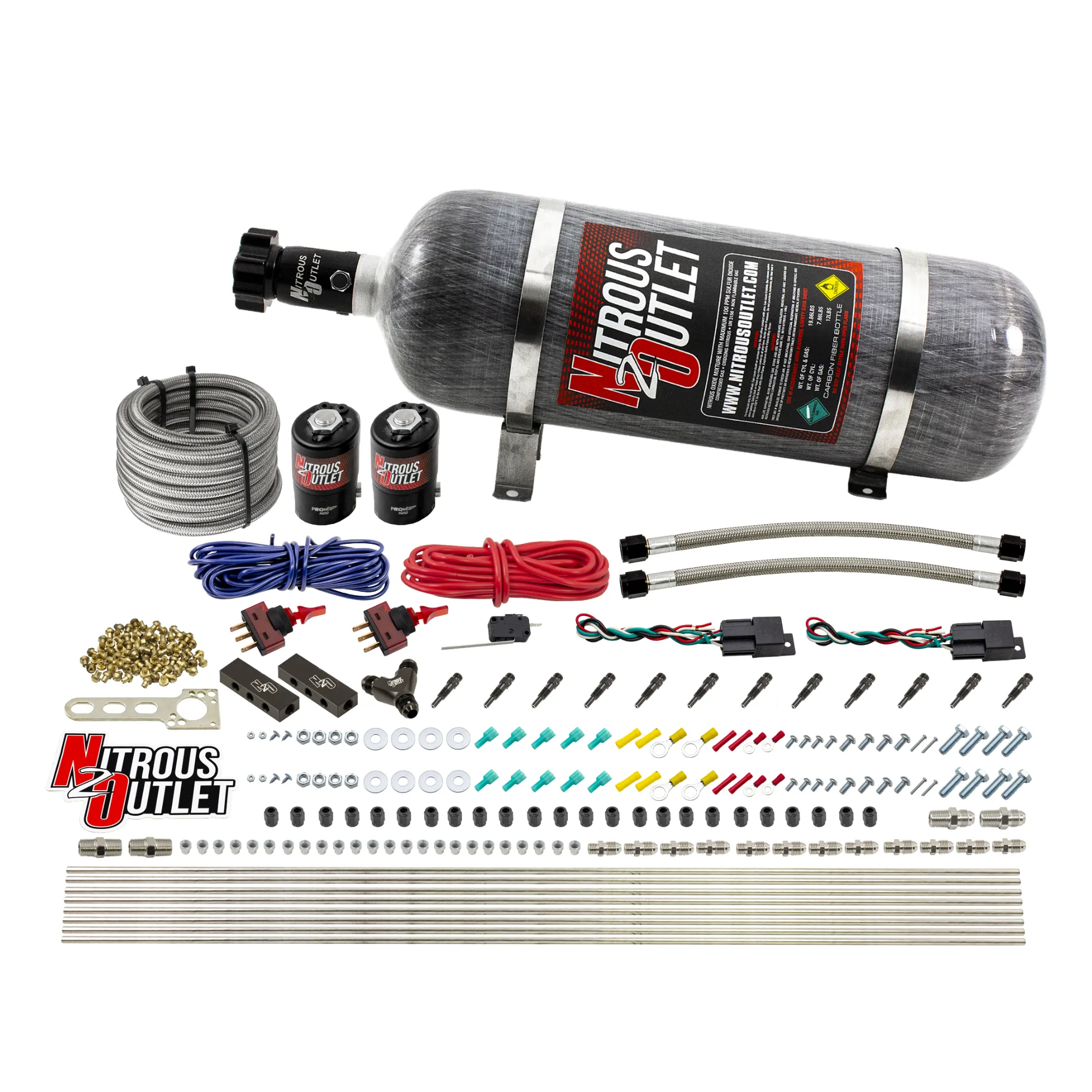 Nitrous Outlet Dry 6 Cylinder Dual Stage Direct Port System - Two .122 Nitrous Solenoids/Distribution Blocks/SBT Dual Pass...