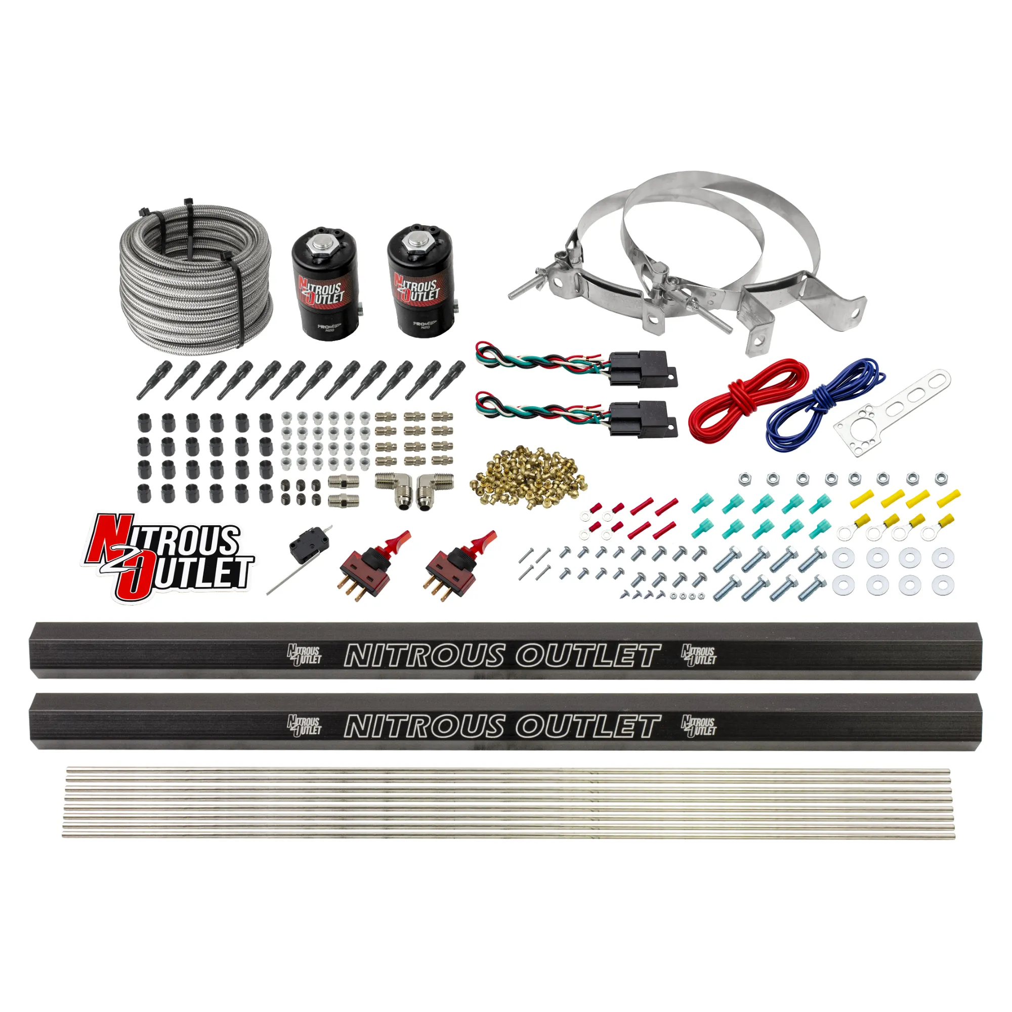 Nitrous Outlet Dry 6 Cylinder Dual Stage Direct Port System - Two .122 Nitrous Solenoids/Dual Passage Injection Rail/SBT D...