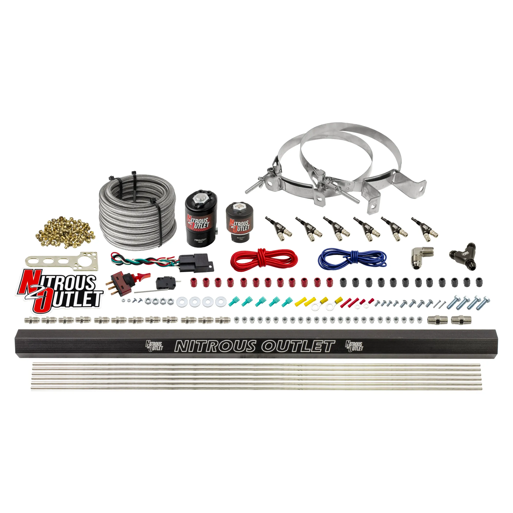 Nitrous Outlet 6 Cylinder Direct Port System - .122 Nitrous Solenoid/.177 Fuel Solenoid/Distribution Blocks/90 Degree Disc...