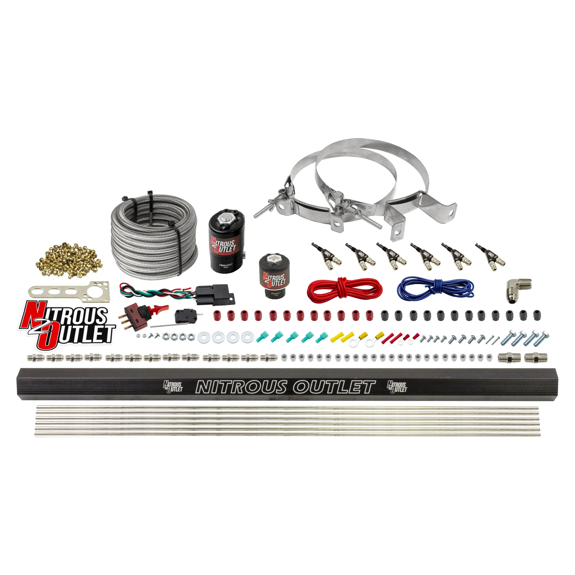 Nitrous Outlet 6 Cylinder Direct Port System - .122 Nitrous Solenoid/.177 Fuel Solenoid/Distribution Blocks/90 Degree Disc...