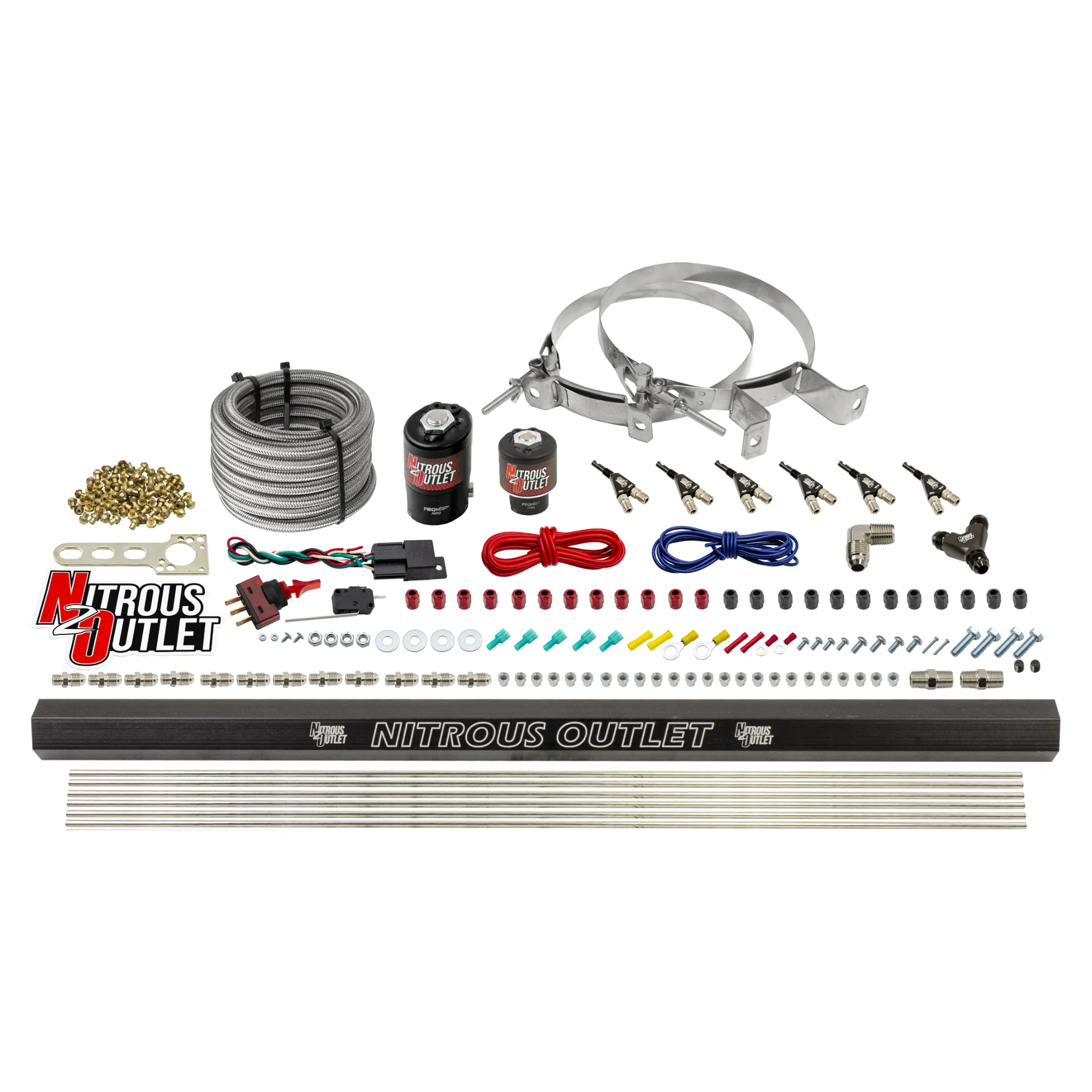 Nitrous Outlet 6 Cylinder Direct Port System - .122 Nitrous Solenoids/.177 Fuel Solenoids/Dual Passage Injection Rail/90 D...
