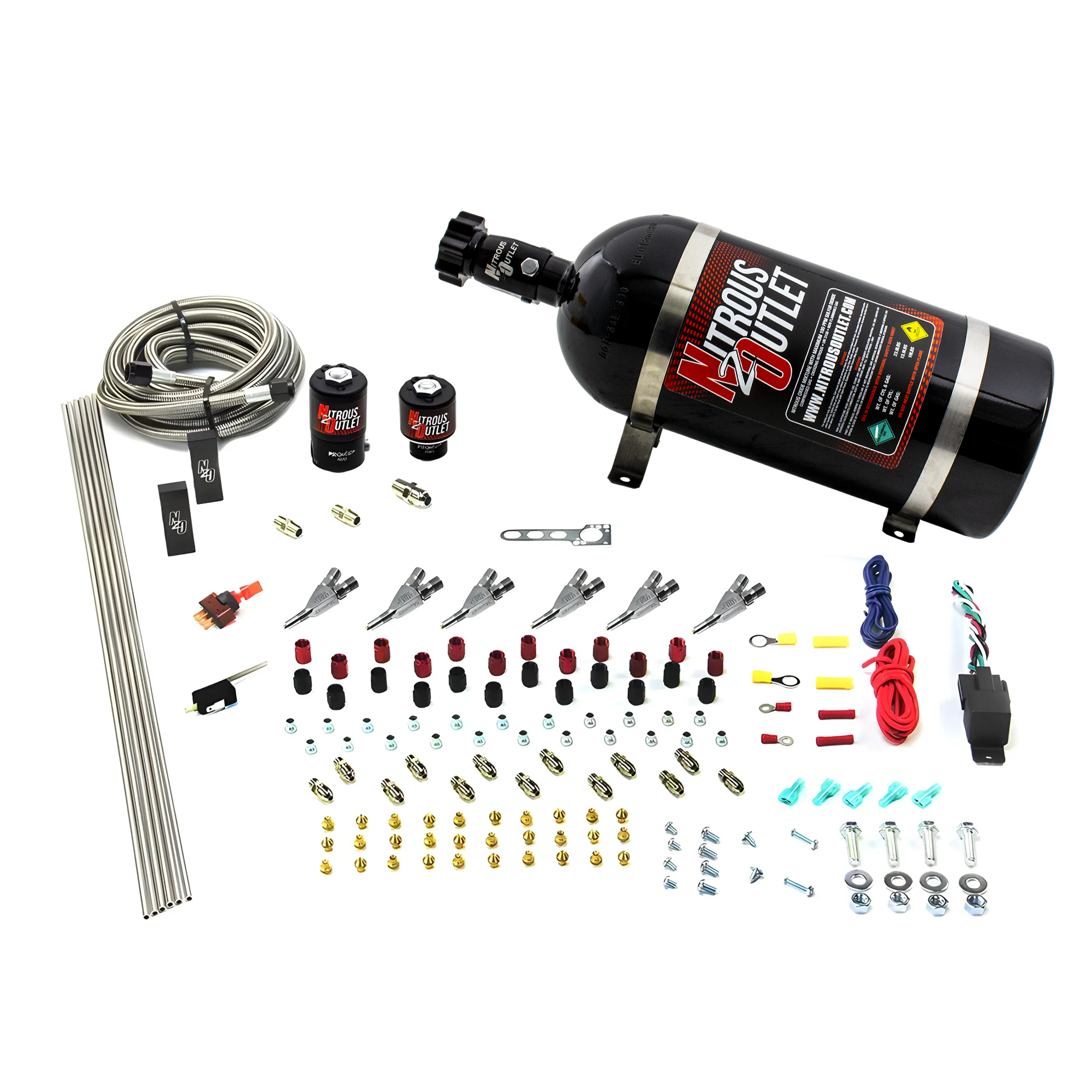 Nitrous Outlet 6 Cylinder Direct Port System - .122 Nitrous Solenoid/.177 Fuel Solenoid/Distribution Blocks/Annular Degree...