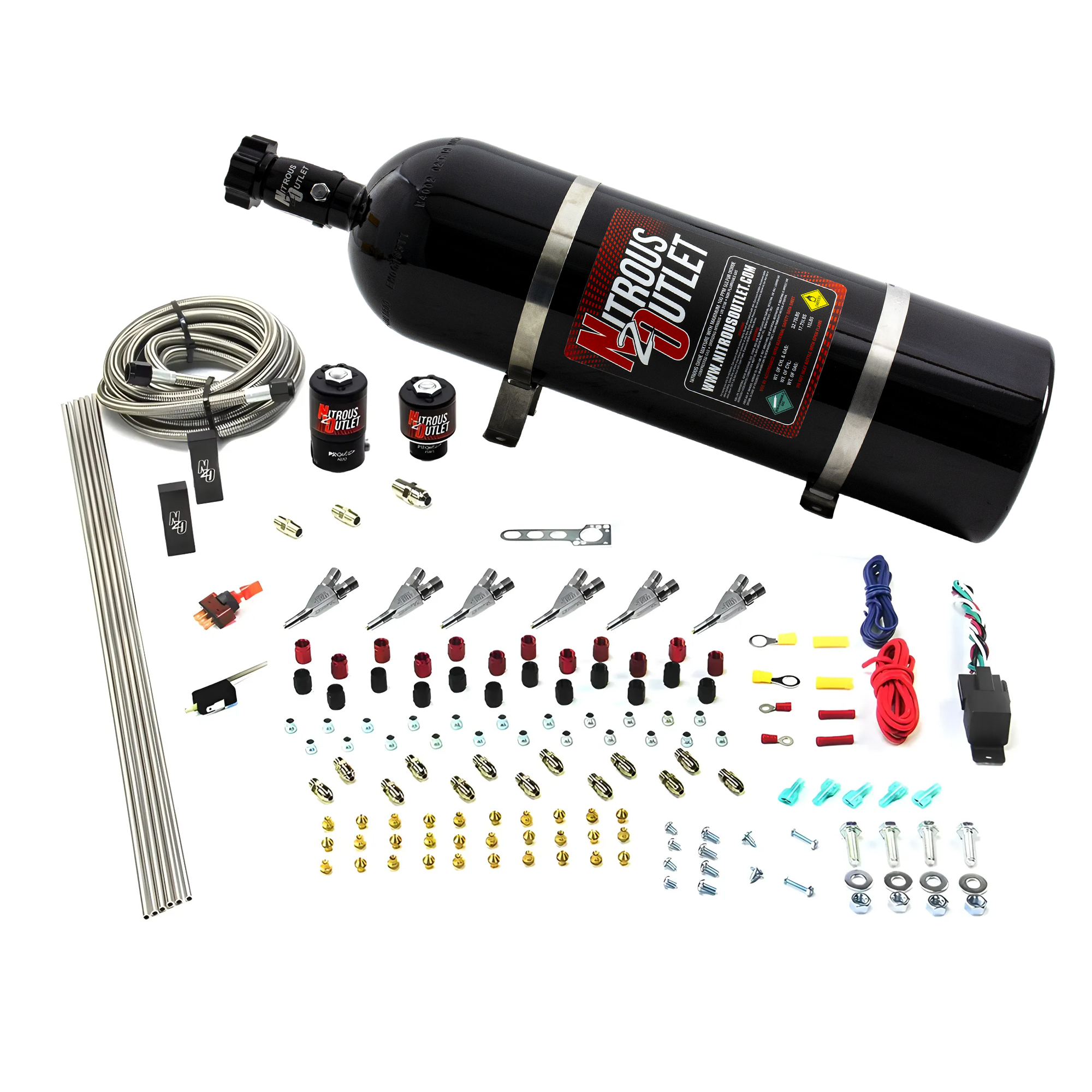 Nitrous Outlet 6 Cylinder Direct Port System - .122 Nitrous Solenoid/.177 Fuel Solenoid/Distribution Blocks/Annular Degree...