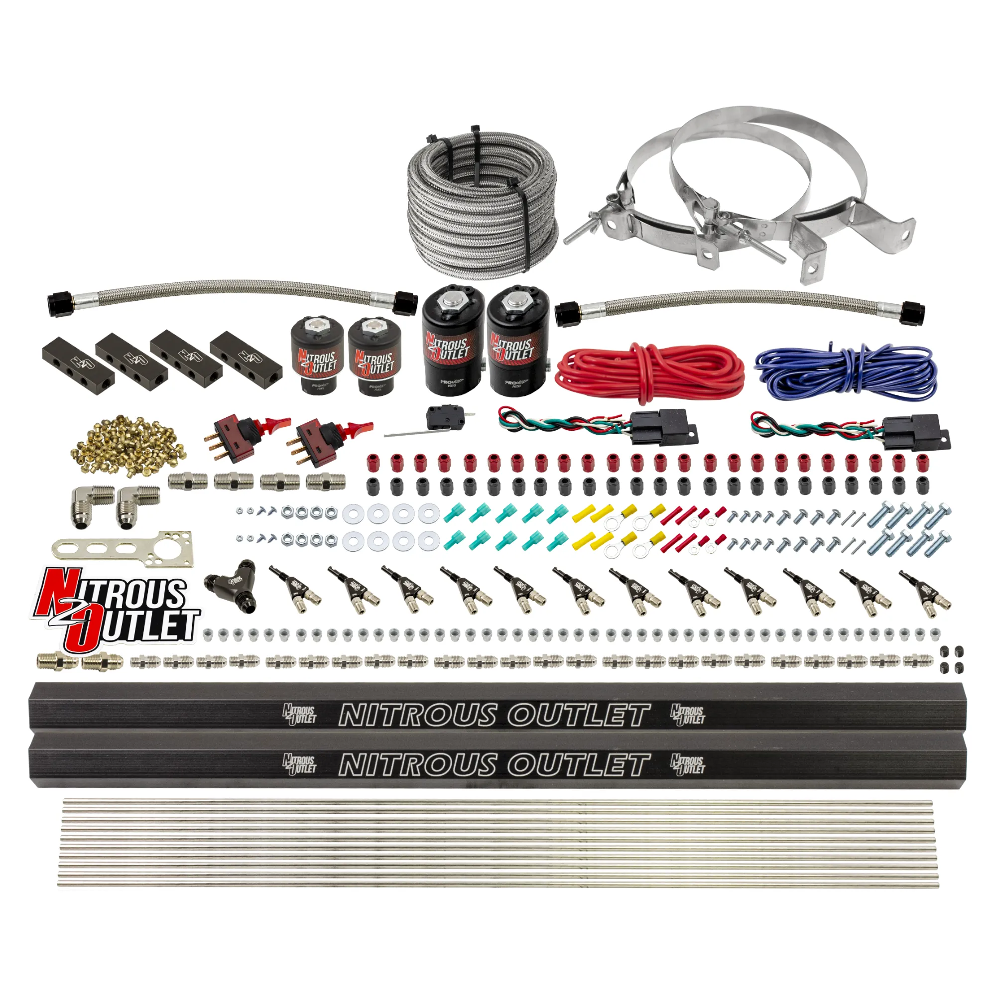 Nitrous Outlet 6 Cylinder Dual Stage Direct Port System - Two .122 Nitrous Solenoids/Two .177 Fuel Solenoids/Distribution ...