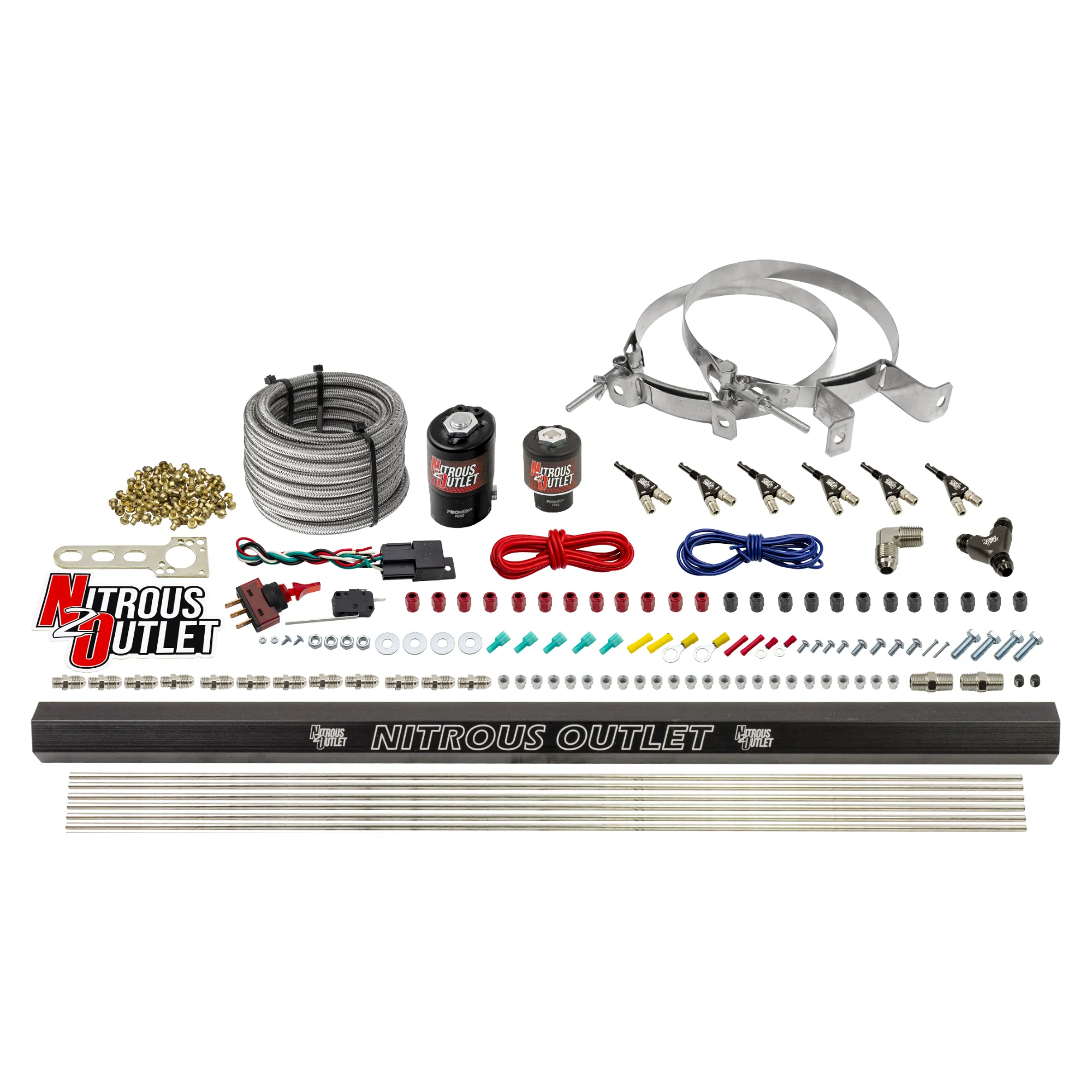 Nitrous Outlet 6 Cylinder Direct Port System - .122 Nitrous Solenoids/.177 Fuel Solenoids/Dual Passage Injection Rail/90 D...