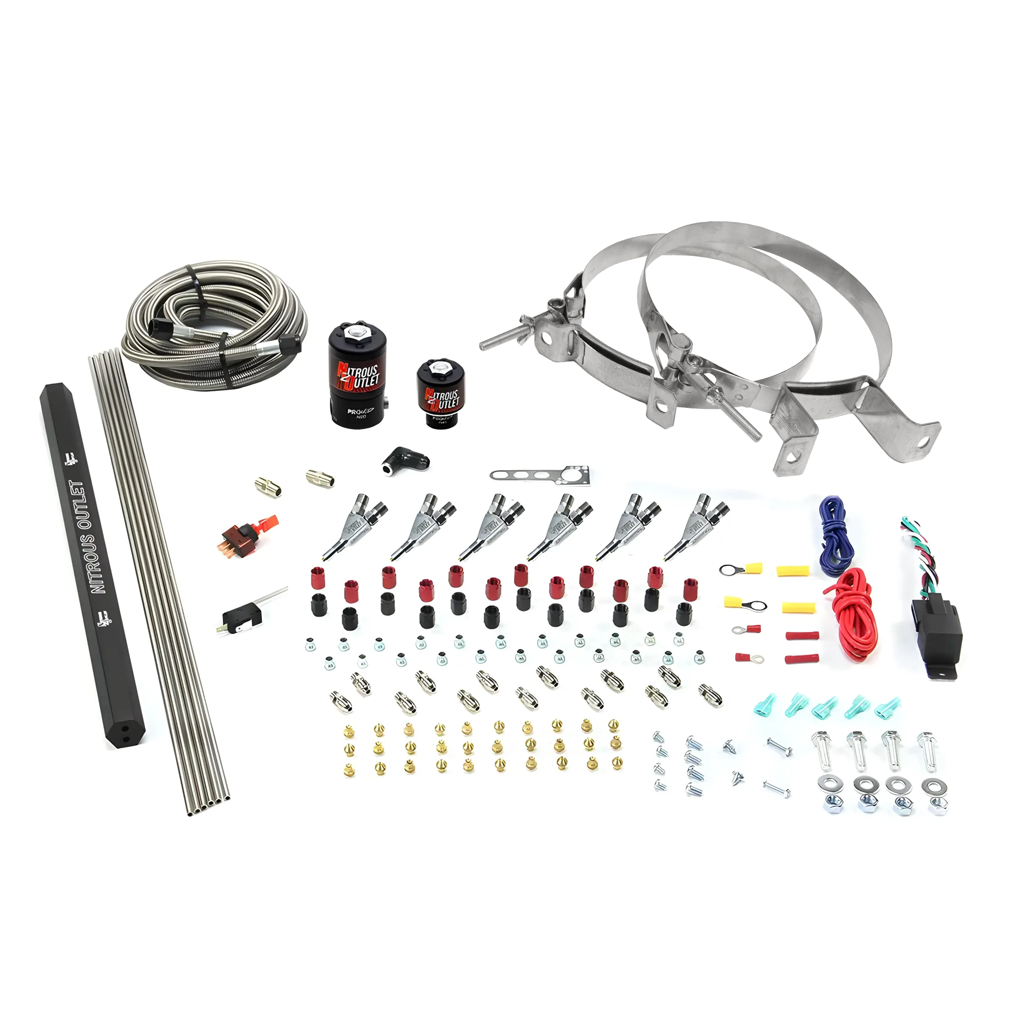 Nitrous Outlet 6 Cylinder Direct Port System - .122 Nitrous Solenoids/.177 Fuel Solenoids/Dual Passage Injection Rail/Annu...
