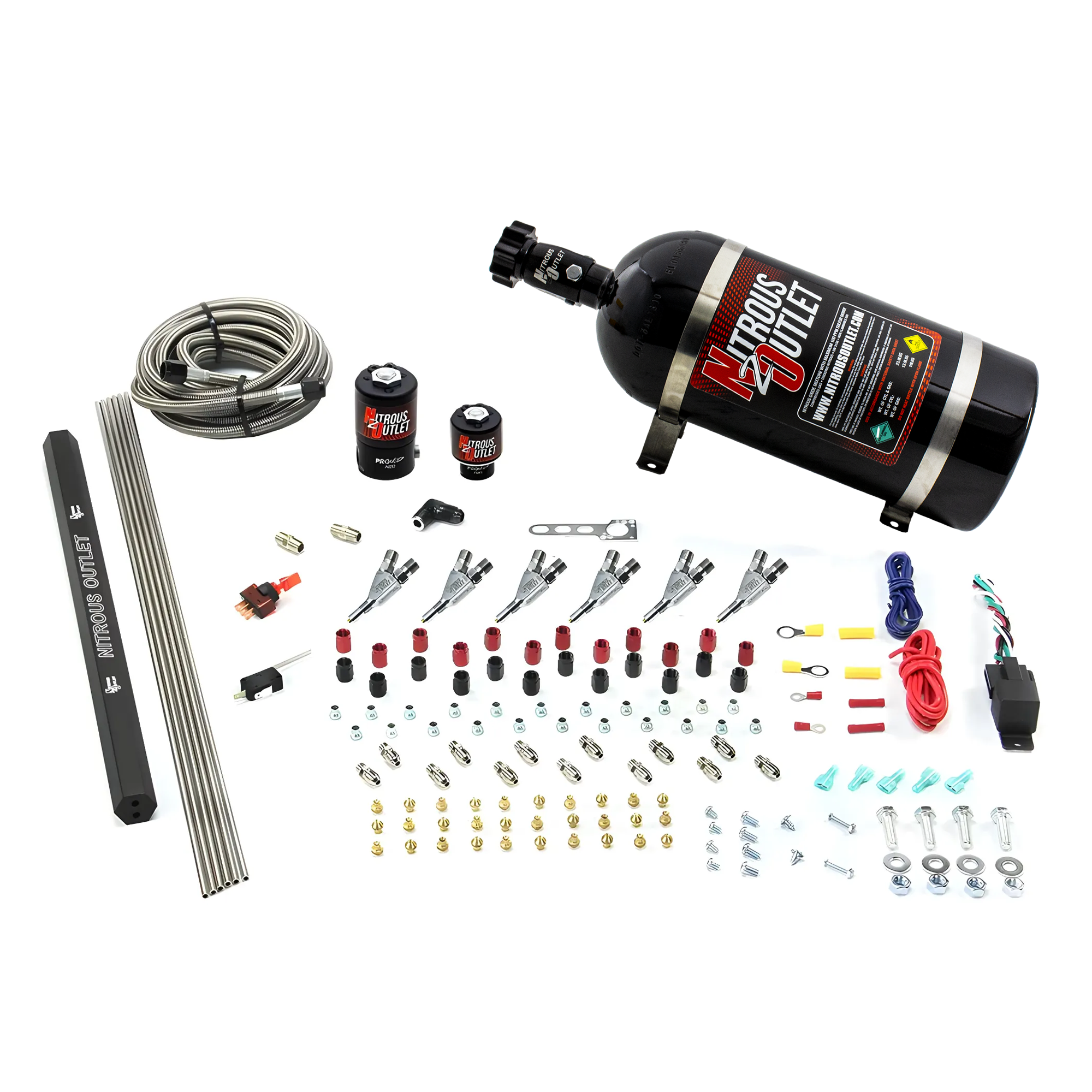 Nitrous Outlet 6 Cylinder Direct Port System - .122 Nitrous Solenoids/.177 Fuel Solenoids/Dual Passage Injection Rail/Annu...