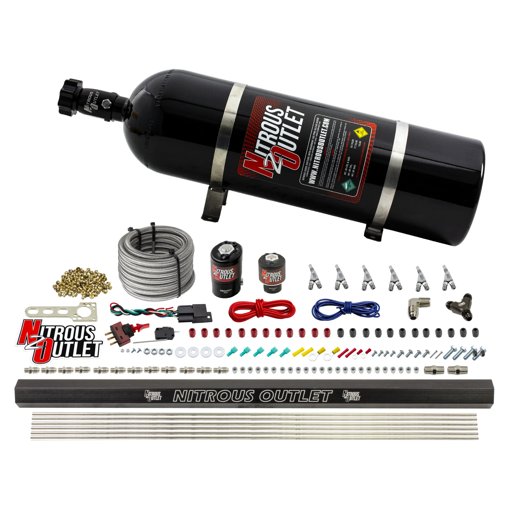Nitrous Outlet 6 Cylinder Direct Port System - .122 Nitrous Solenoid/.177 Fuel Solenoid/Distribution Blocks/Annular Degree...