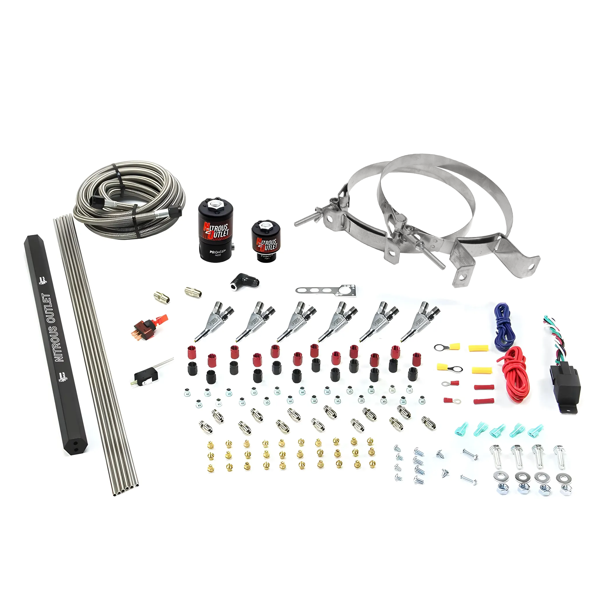 Nitrous Outlet 6 Cylinder Direct Port System - .122 Nitrous Solenoids/.177 Fuel Solenoids/Dual Passage Injection Rail/Annu...