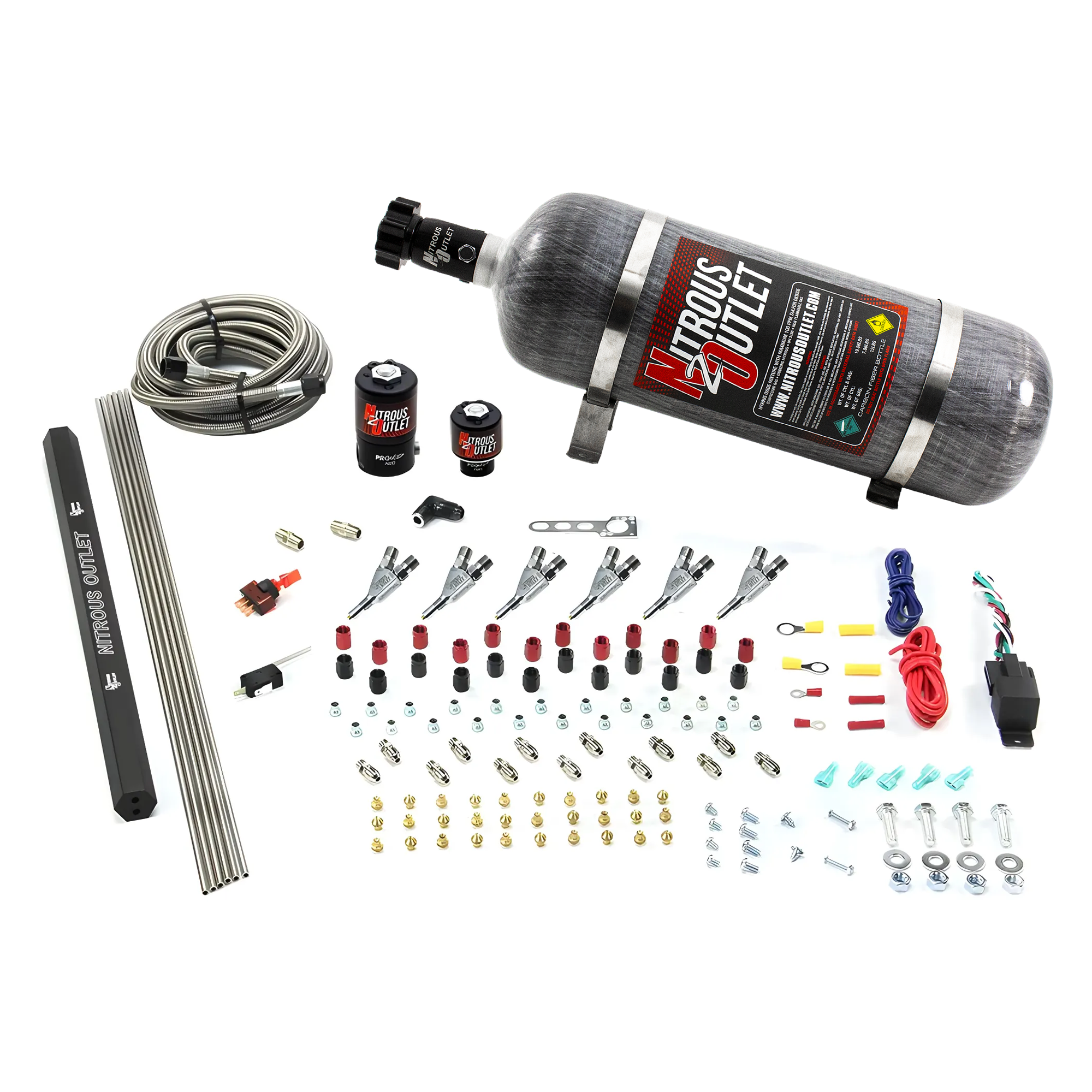 Nitrous Outlet 6 Cylinder Direct Port System - .122 Nitrous Solenoids/.177 Fuel Solenoids/Dual Passage Injection Rail/Annu...