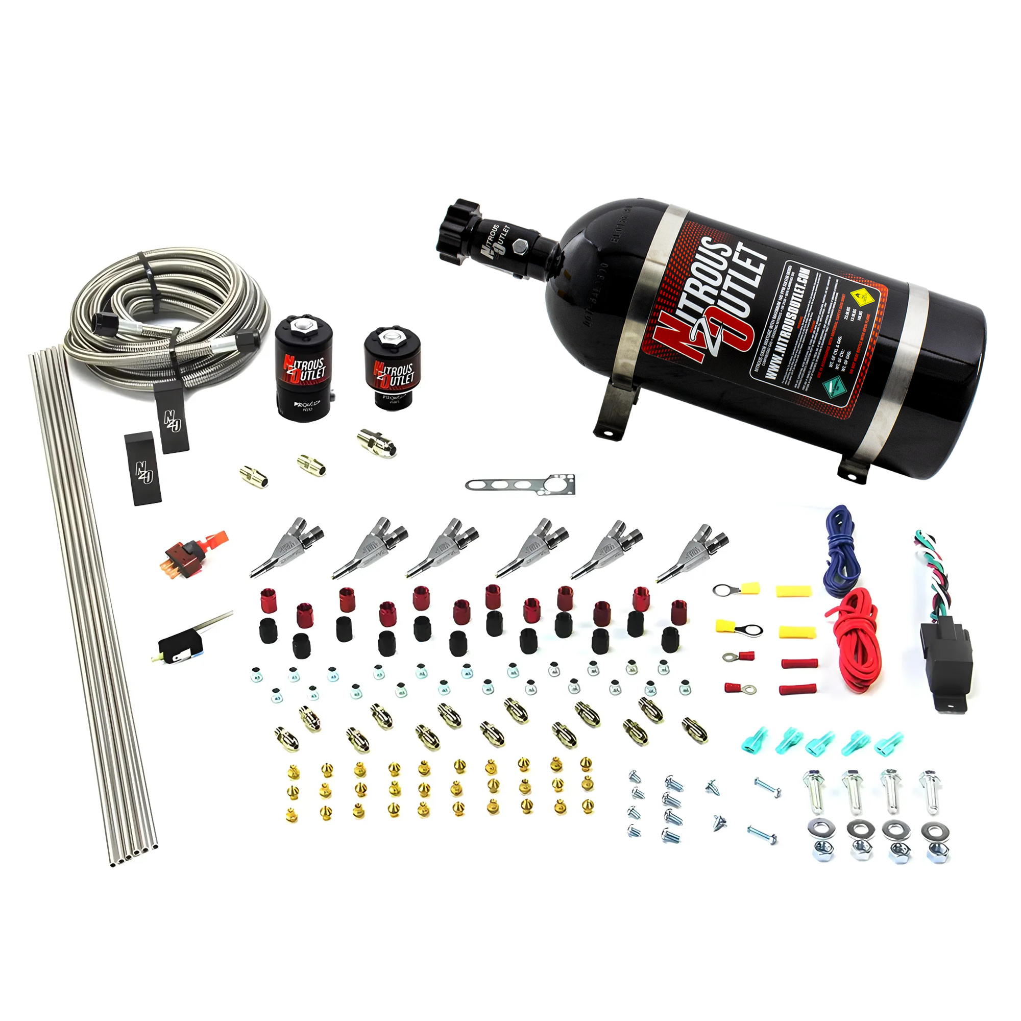 Nitrous Outlet 6 Cylinder Direct Port System - .122 Nitrous Solenoid/.177 Fuel Solenoid/Distribution Blocks/Annular Degree...