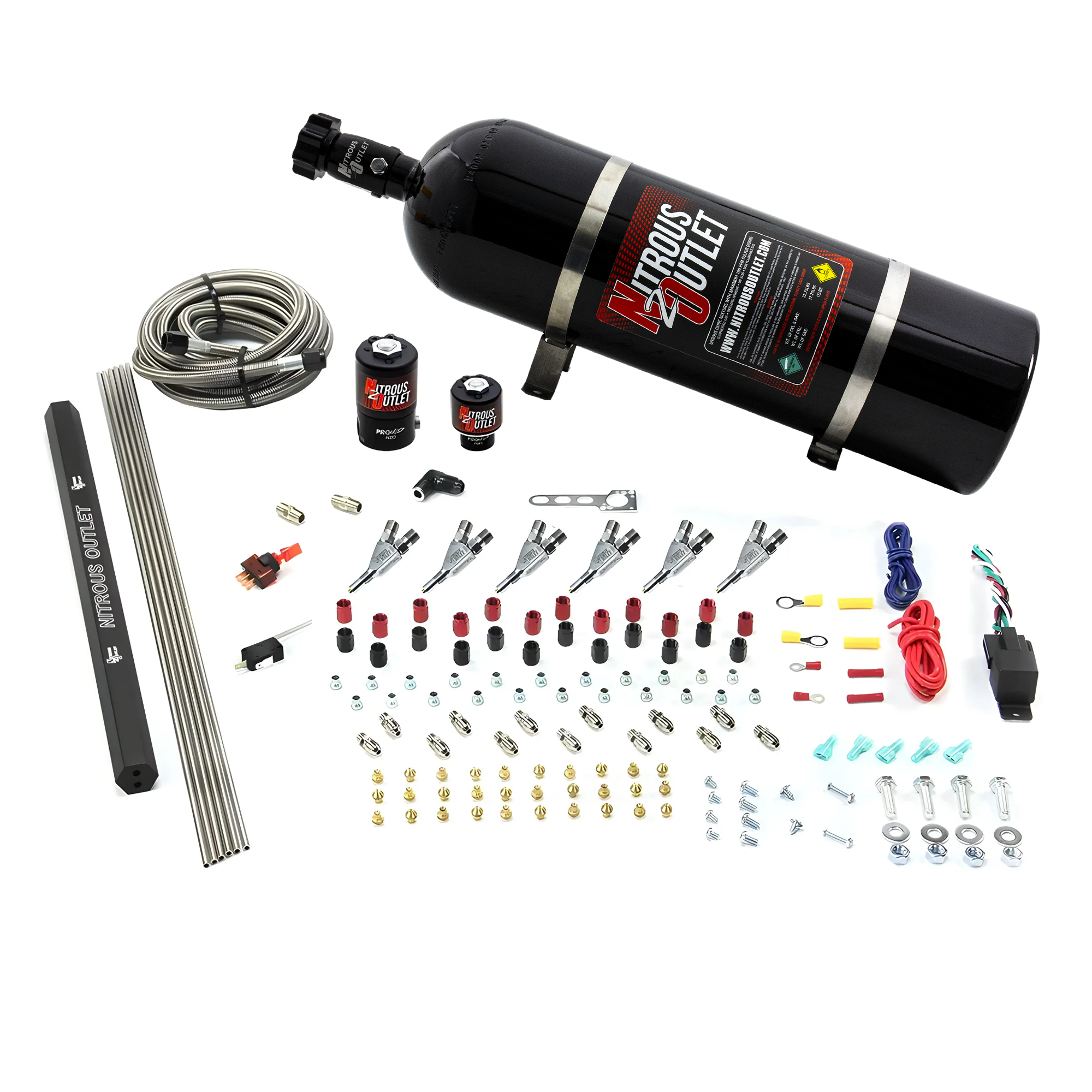 Nitrous Outlet 6 Cylinder Direct Port System - .122 Nitrous Solenoids/.177 Fuel Solenoids/Dual Passage Injection Rail/Annu...