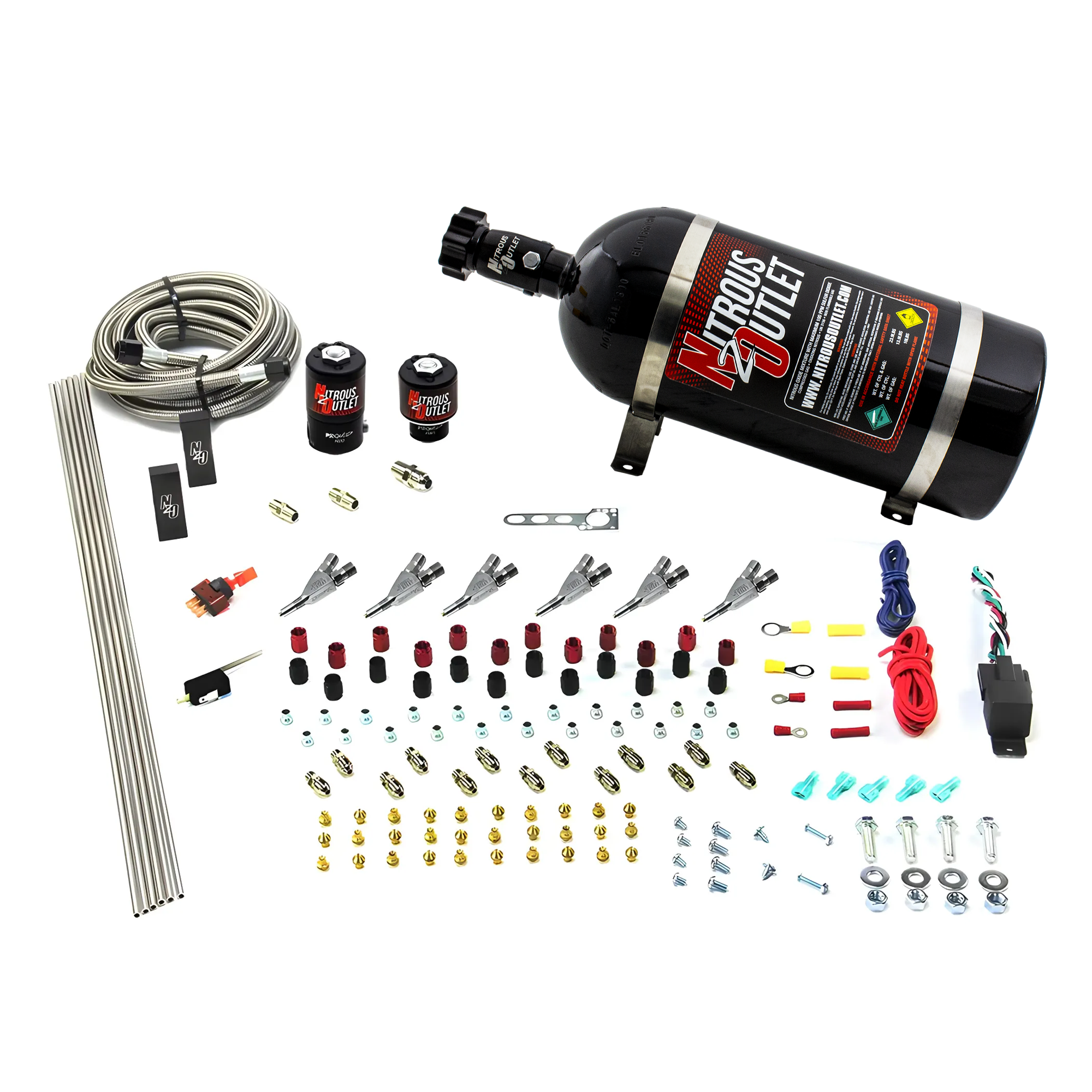 Nitrous Outlet 6 Cylinder Direct Port System - .122 Nitrous Solenoid/.177 Fuel Solenoid/Distribution Blocks/Annular Degree...