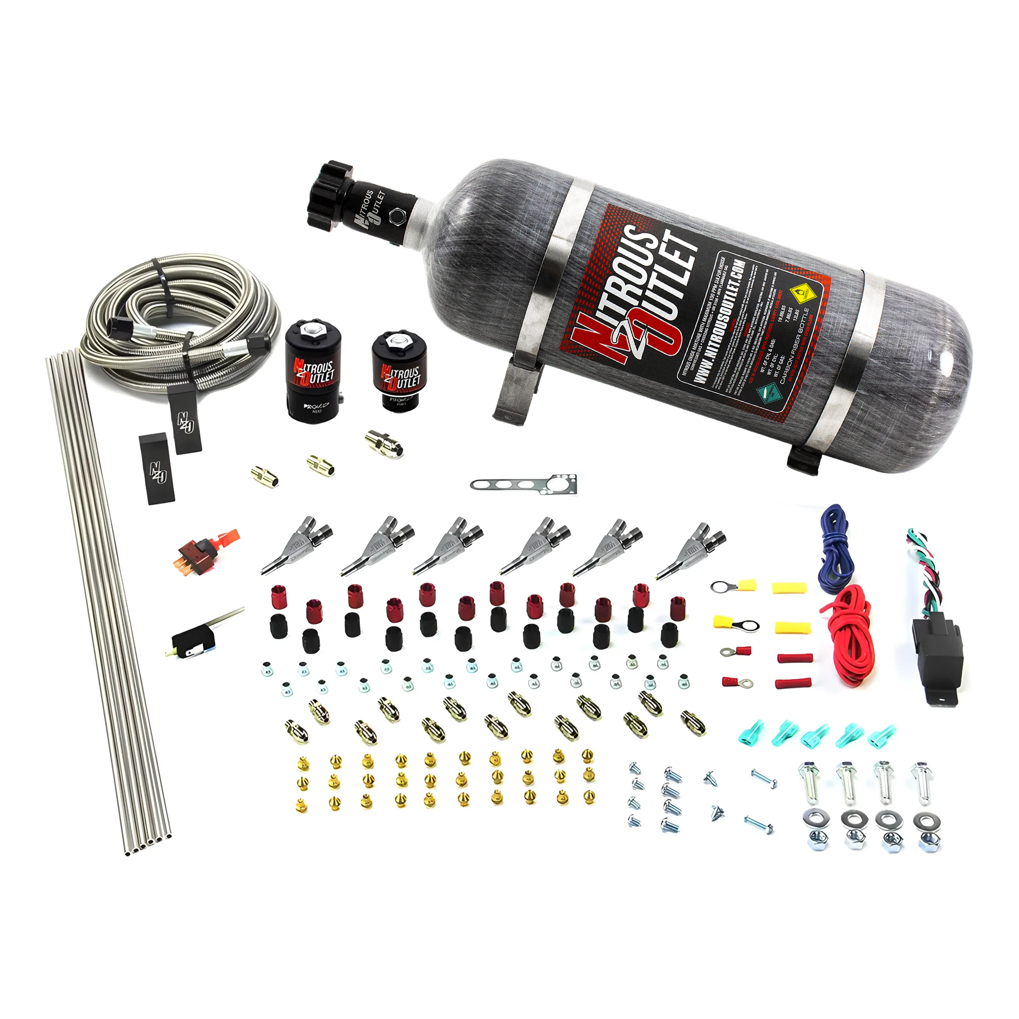 Nitrous Outlet 6 Cylinder Direct Port System - .122 Nitrous Solenoid/.177 Fuel Solenoid/Distribution Blocks/Annular Degree...