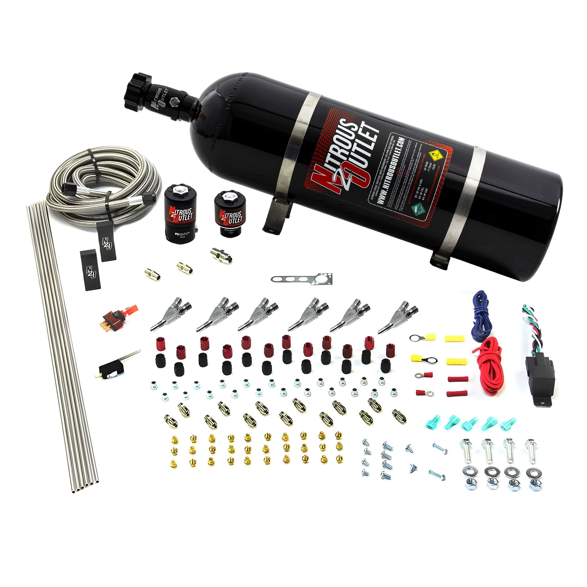 Nitrous Outlet 6 Cylinder Direct Port System - .122 Nitrous Solenoid/.177 Fuel Solenoid/Distribution Blocks/Annular Degree...