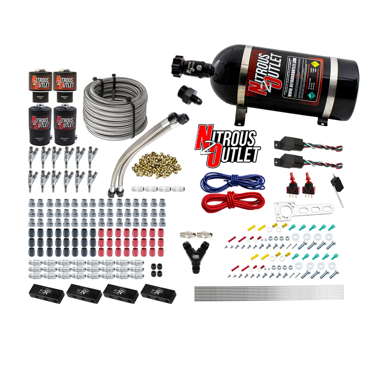 Nitrous Outlet 6 Cylinder Dual Stage Direct Port System - Two .122 Nitrous Solenoids/Two .177 Fuel Solenoids/Distribution ...