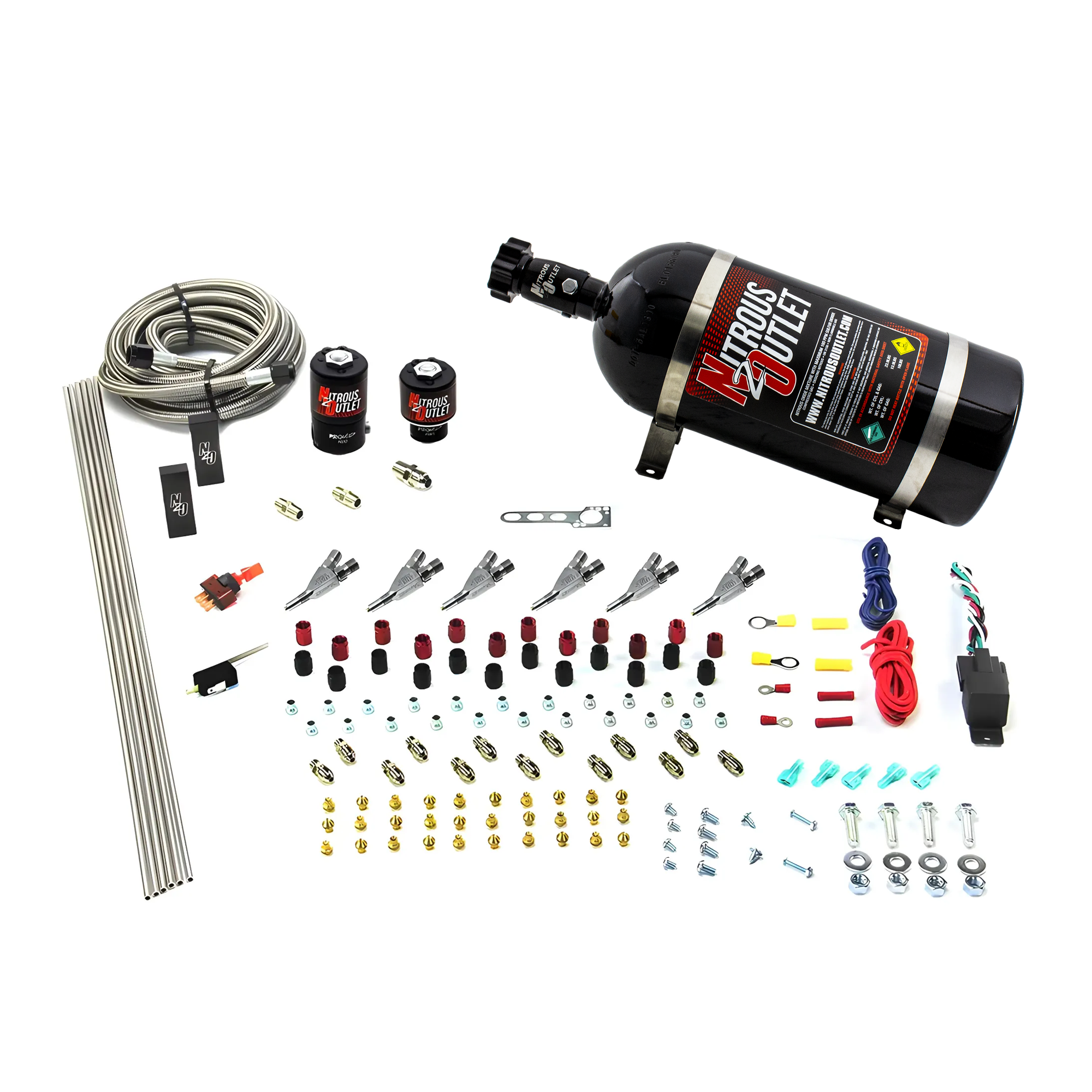 Nitrous Outlet 6 Cylinder Direct Port System - .122 Nitrous Solenoid/.177 Fuel Solenoid/Distribution Blocks/Annular Degree...