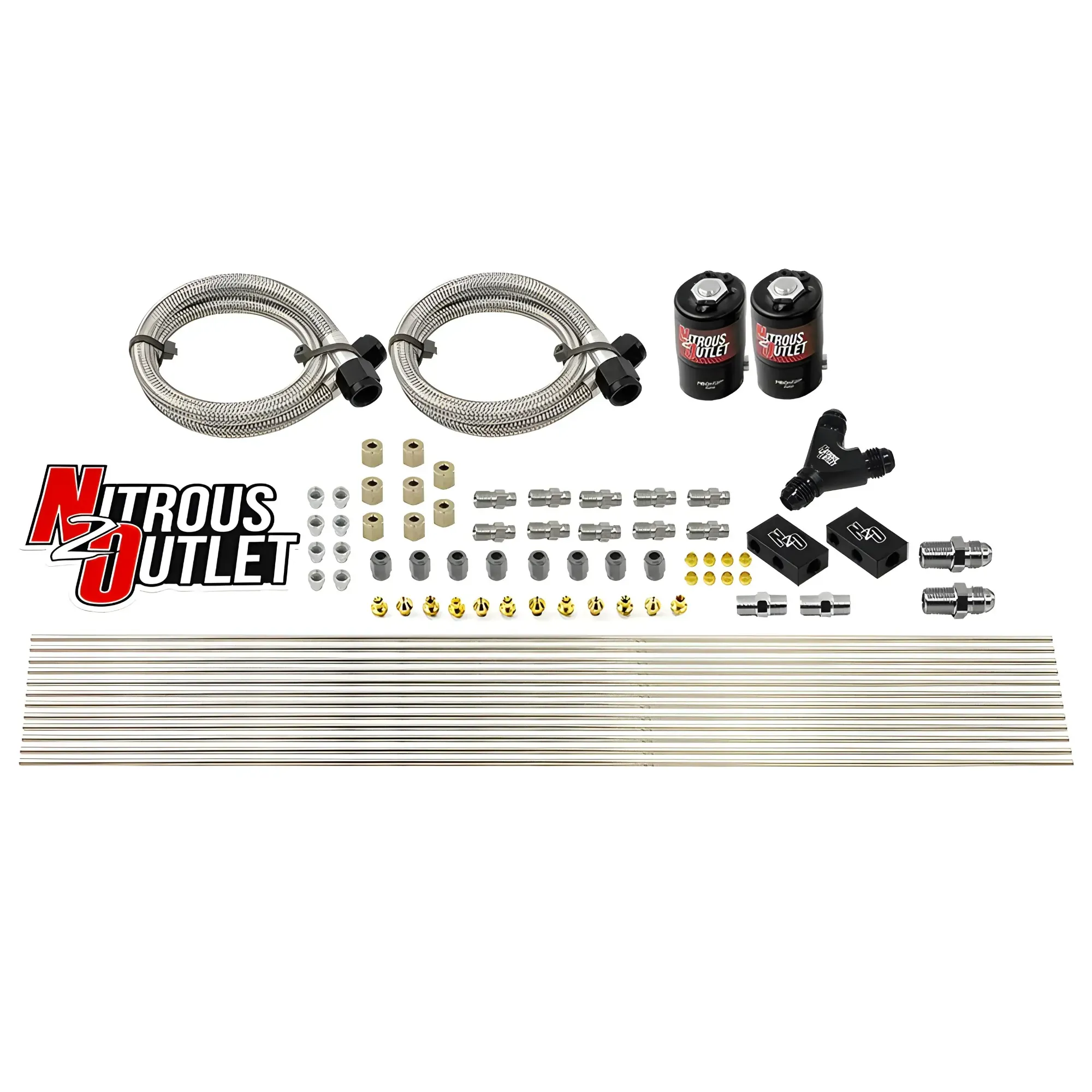 Nitrous Outlet Dry 8 Cylinder Solenoid Forward Direct Port Conversion Kit - Two .112 Nitrous Solenoid/ Compact Distributio...