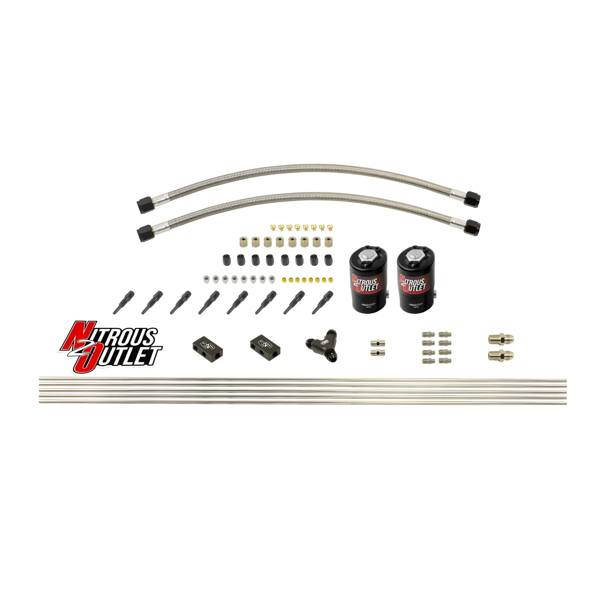 Nitrous Outlet Dry 8 Cylinder Solenoid Forward Direct Port Conversion Kit - Two .122 Nitrous Solenoids/ Compact Distributi...