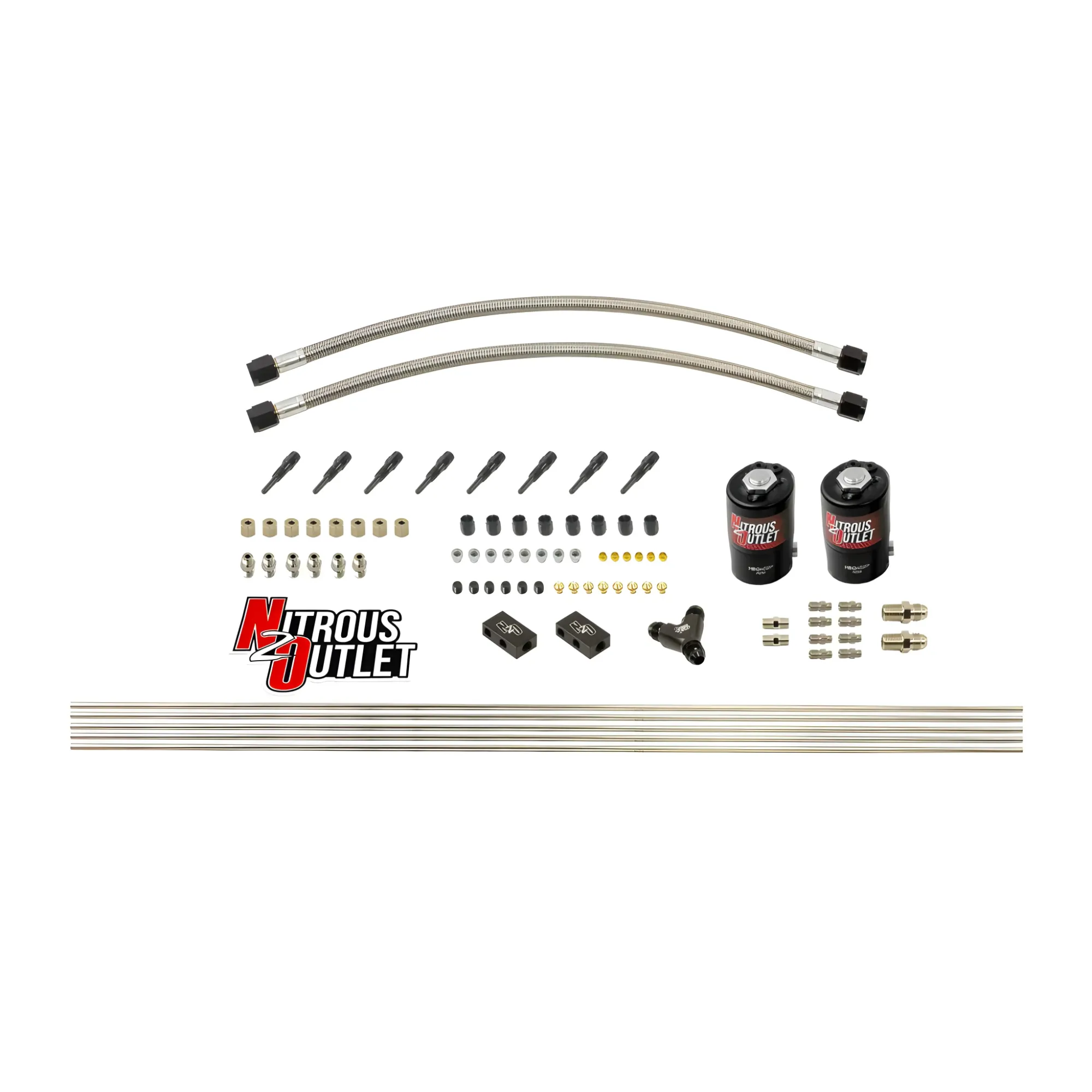 Nitrous Outlet Dry 8 Cylinder Solenoid Forward Direct Port Conversion Kit - Two .112 Nitrous Solenoids/ Compact Distributi...