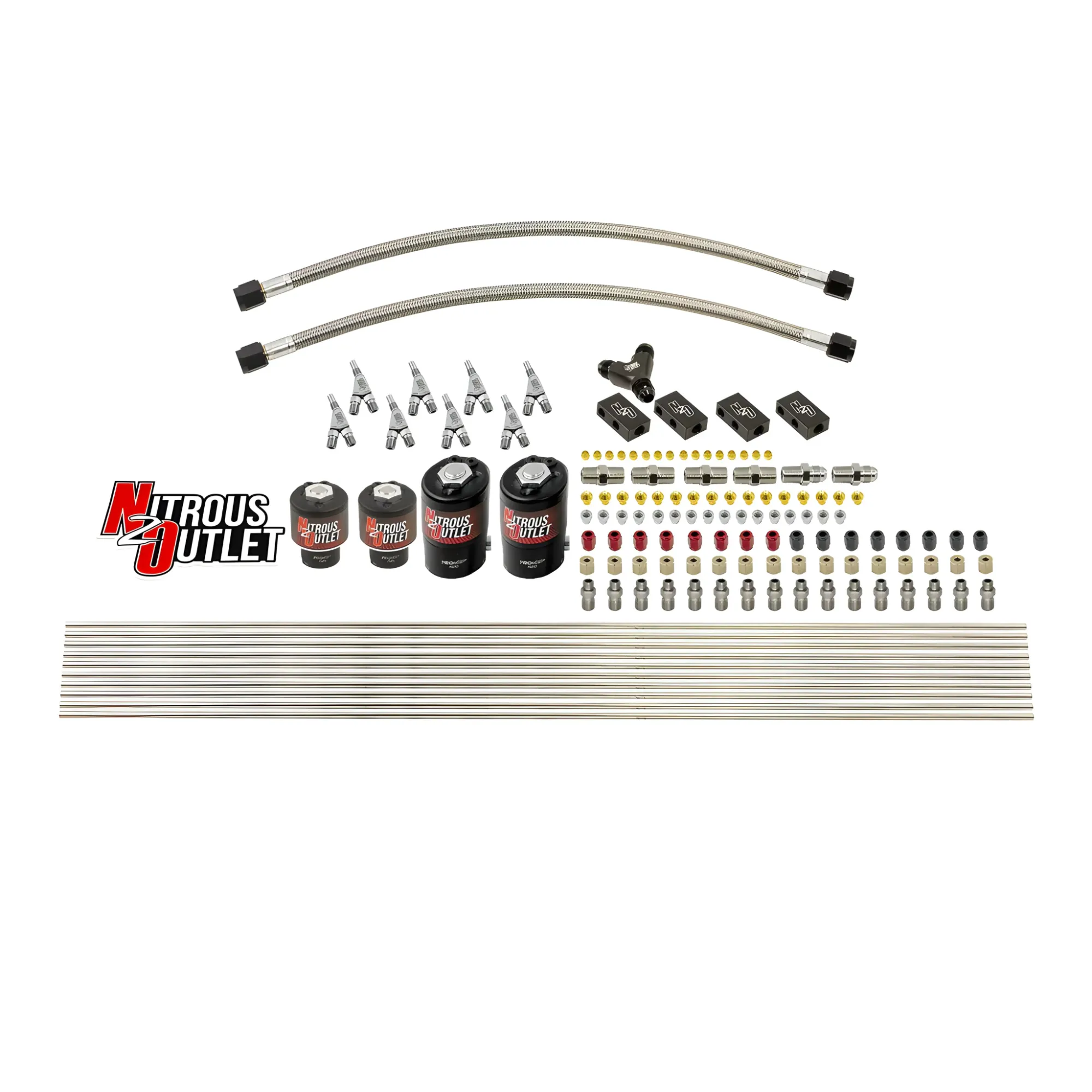 Nitrous Outlet 8 Cylinder Solenoids Forward Direct Port Conversion Kit - Two .122 Nitrous Solenoids/Two .177 Fuel Solenoid...