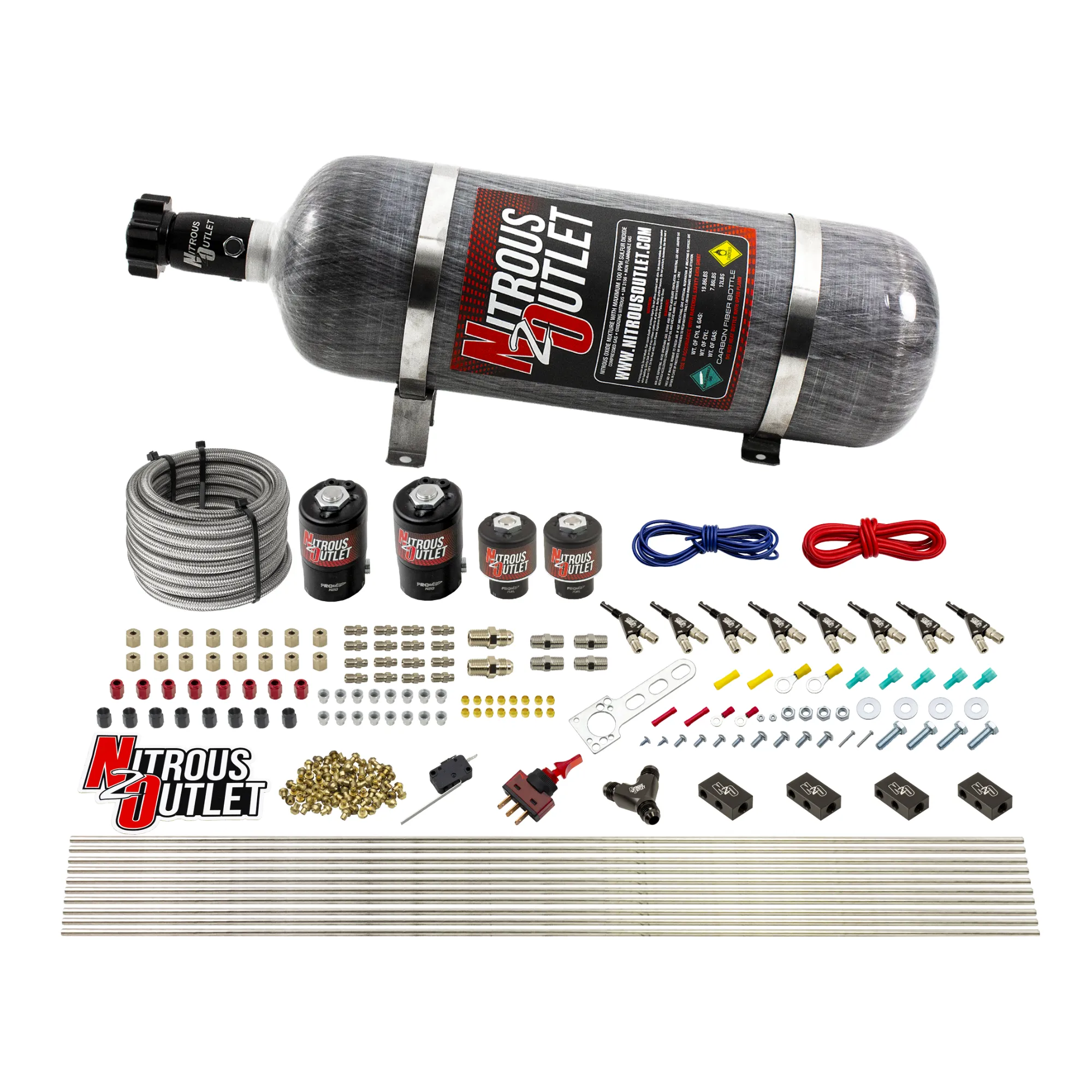Nitrous Outlet 8 Cylinder Direct Port System - Two .122 Nitrous Solenoids/Two .177 Fuel Solenoids/Compact Distribution Blo...