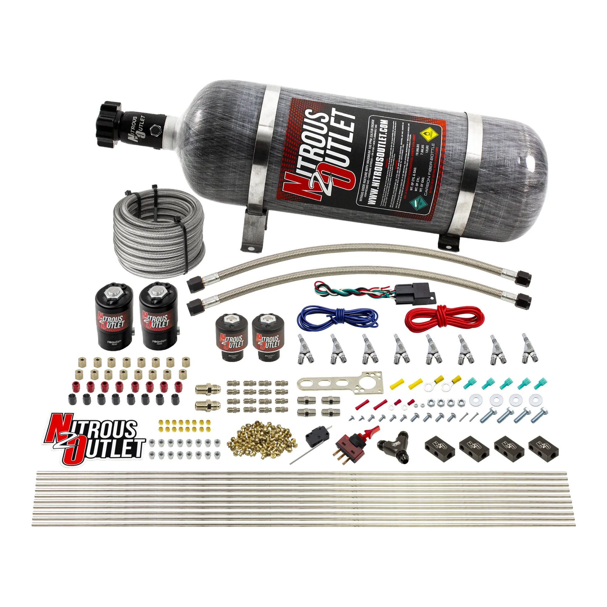 Nitrous Outlet 8 Cylinder Direct Port System - Two .122 Nitrous Solenoids/Two .177 Fuel Solenoids/Compact Distribution Blo...