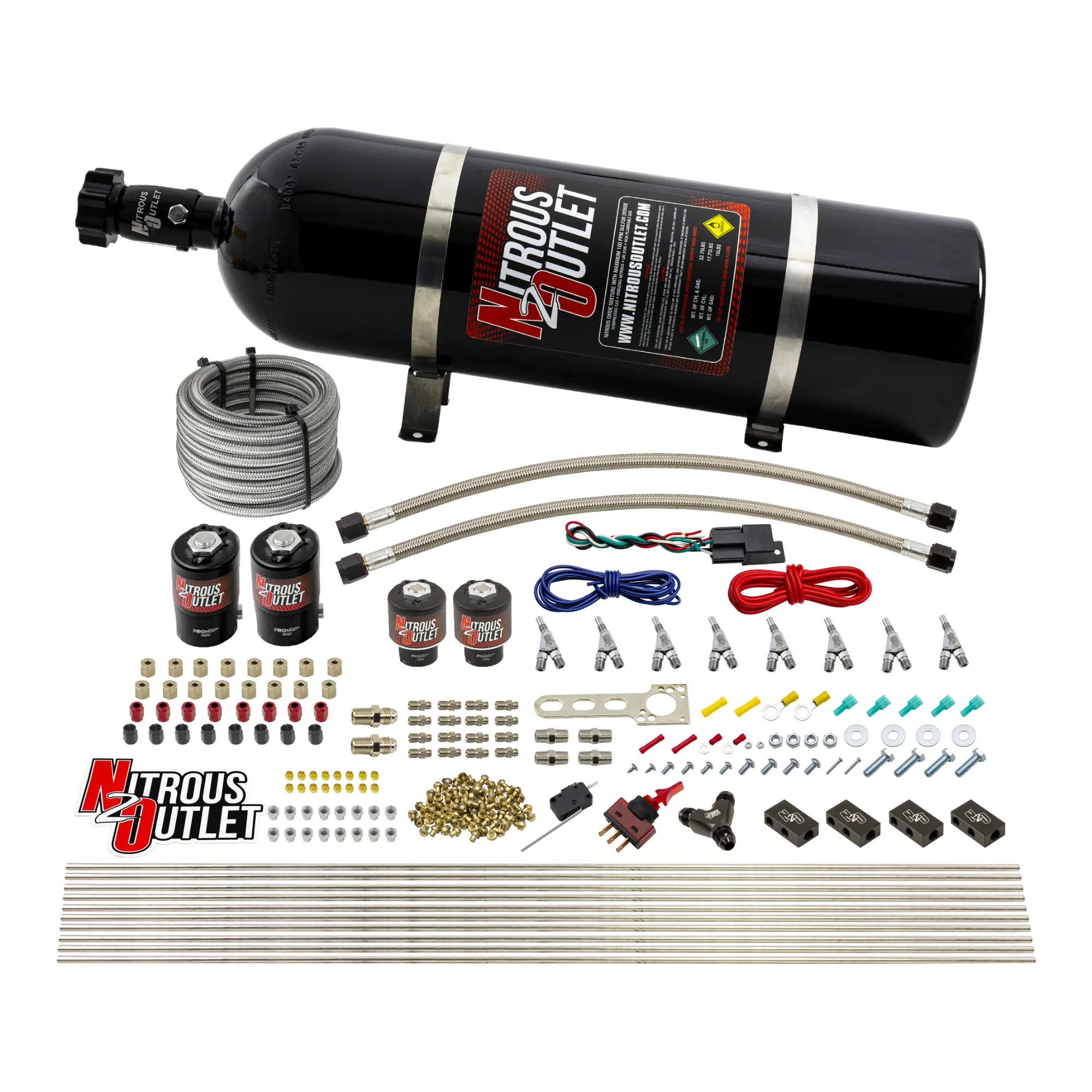 Nitrous Outlet 8 Cylinder Direct Port System - Two .122 Nitrous Solenoids/Two .177 Fuel Solenoids/Compact Distribution Blo...