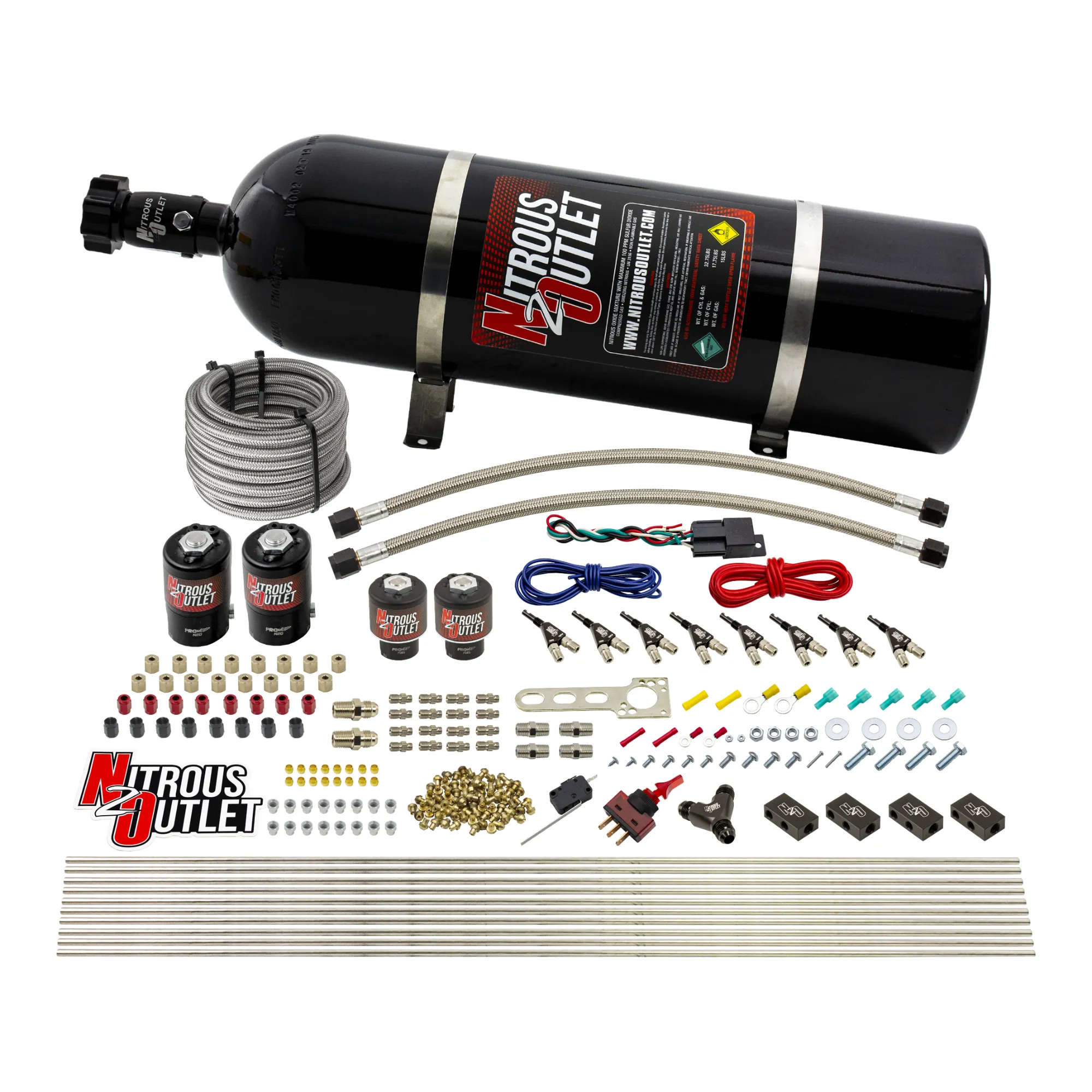 Nitrous Outlet 8 Cylinder Direct Port System - Two .112 Nitrous Solenoids/Two .177 Fuel Solenoids/Compact Distribution Blo...