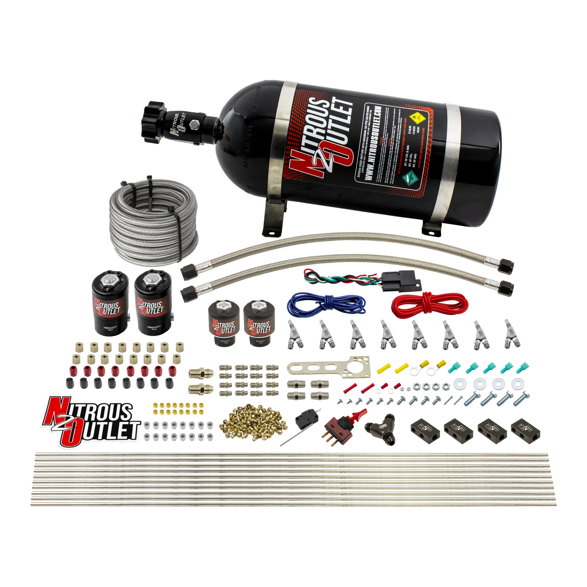 Nitrous Outlet 8 Cylinder Direct Port System - Two .112 Nitrous Solenoids/Two .177 Fuel Solenoids/Compact Distribution Blo...
