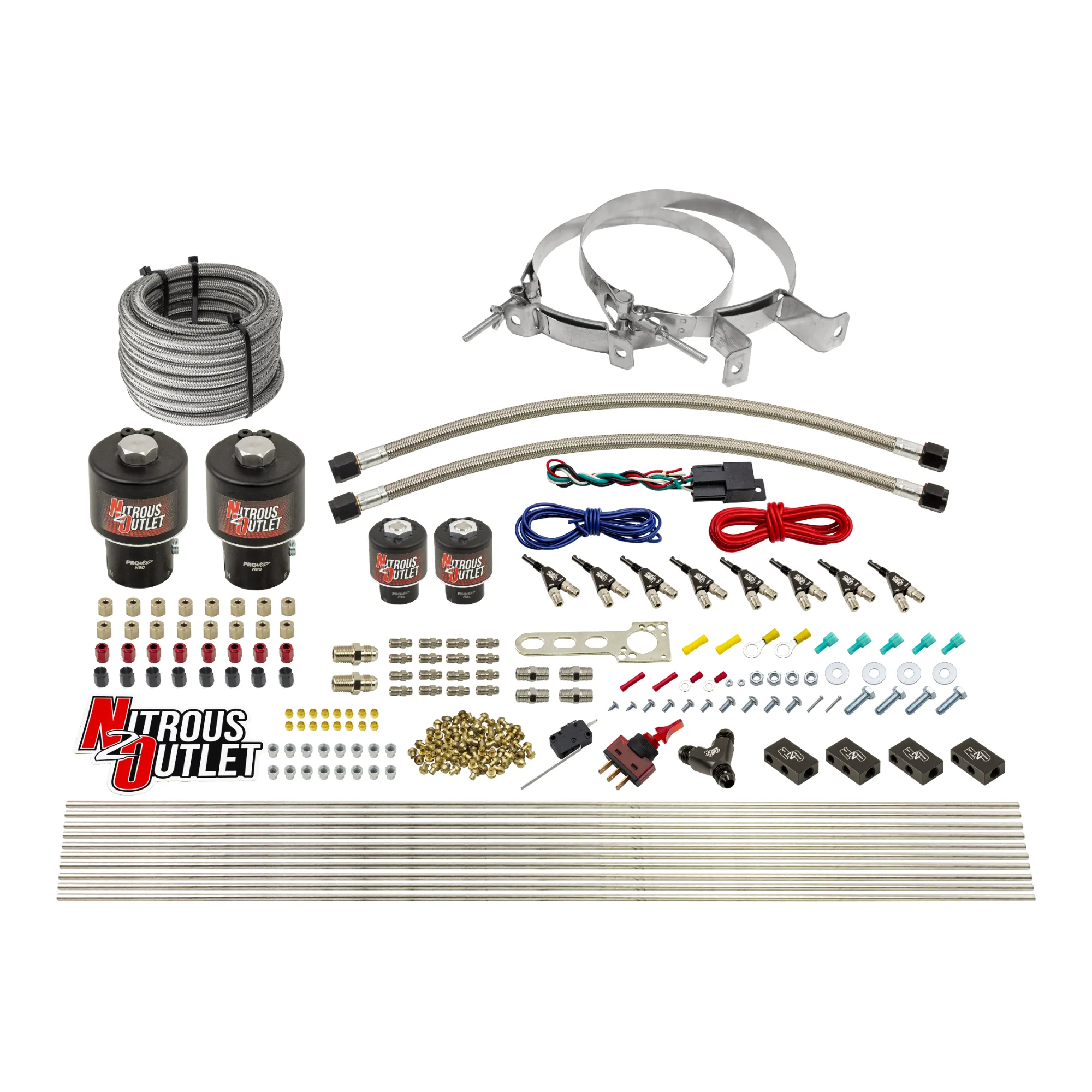 Nitrous Outlet 8 Cylinder Direct Port System - Two .178 Trashcan Nitrous Solenoids/Two .177 Fuel Solenoids/Compact Distrib...