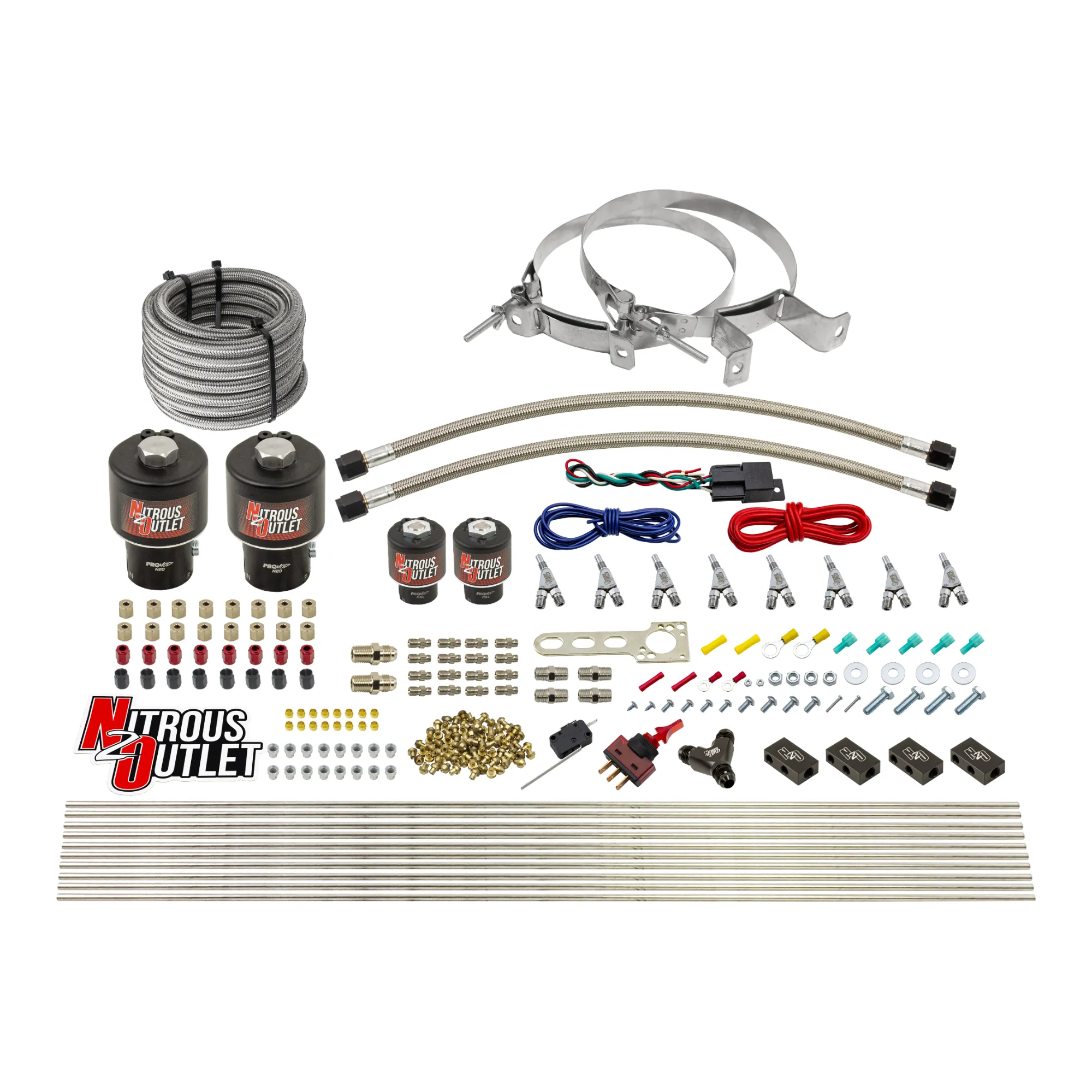 Nitrous Outlet 8 Cylinder Direct Port System - Two .178 Trashcan Nitrous Solenoids/Two .177 Fuel Solenoids/Compact Distrib...