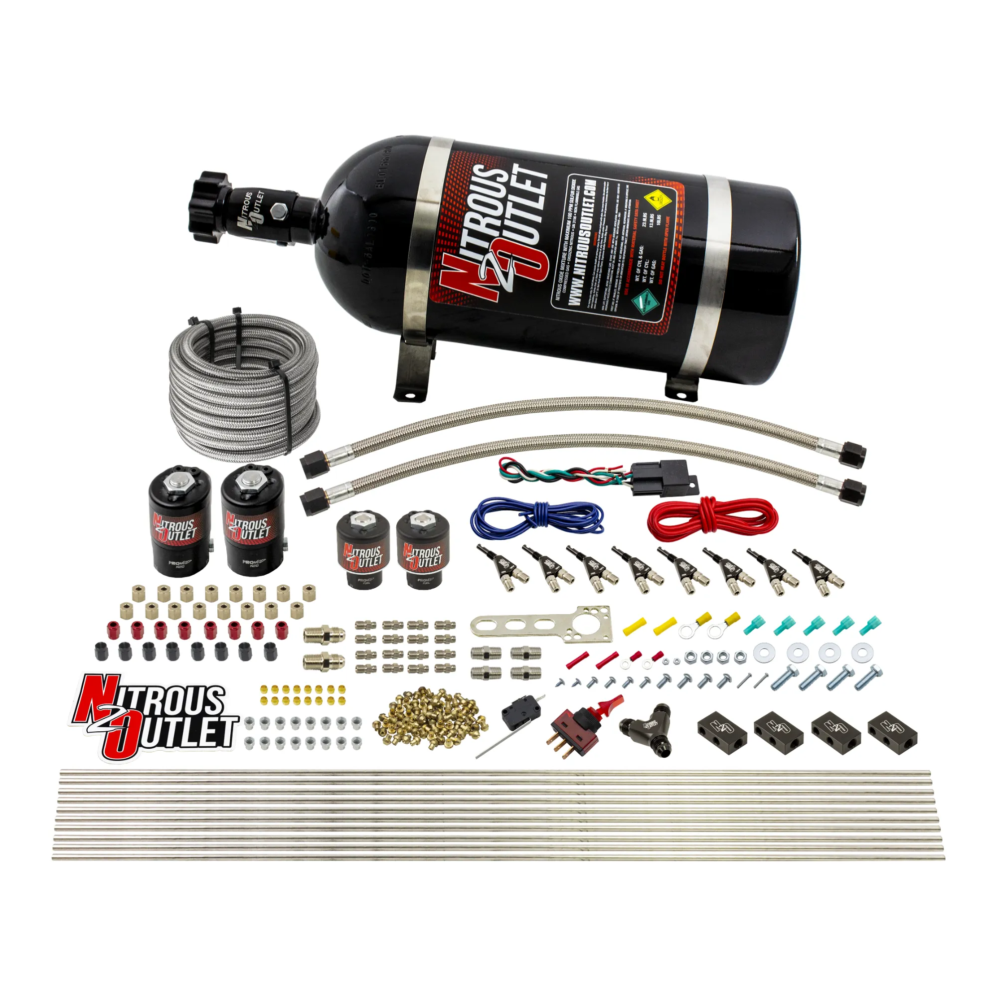 Nitrous Outlet 8 Cylinder Direct Port System - Two .122 Nitrous Solenoids/Two .177 Fuel Solenoids/Compact Distribution Blo...