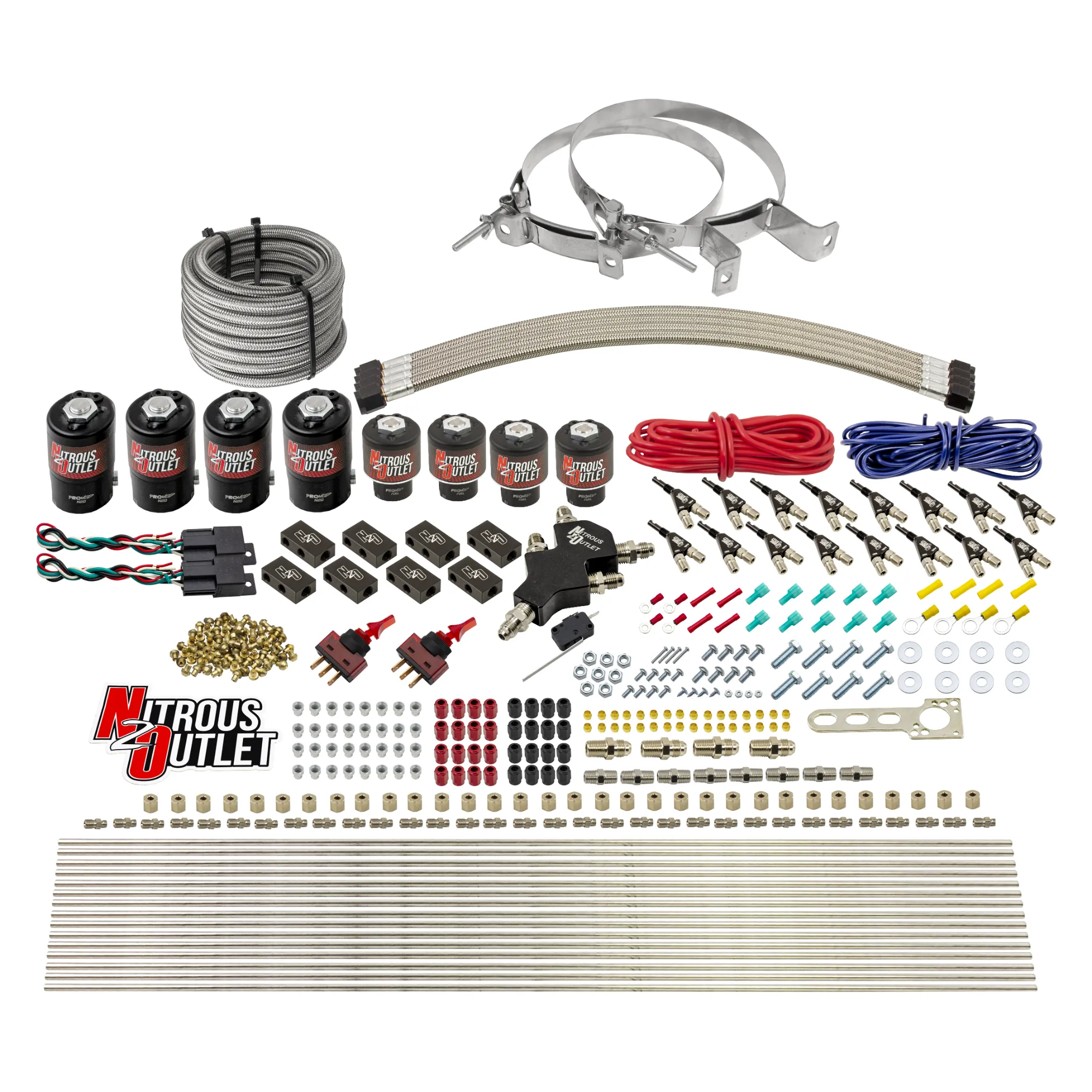 Nitrous Outlet 8 Cylinder Dual Stage Direct Port System - Four .122 Nitrous Solenoids/Four .177 Fuel Solenoids/Compact Dis...