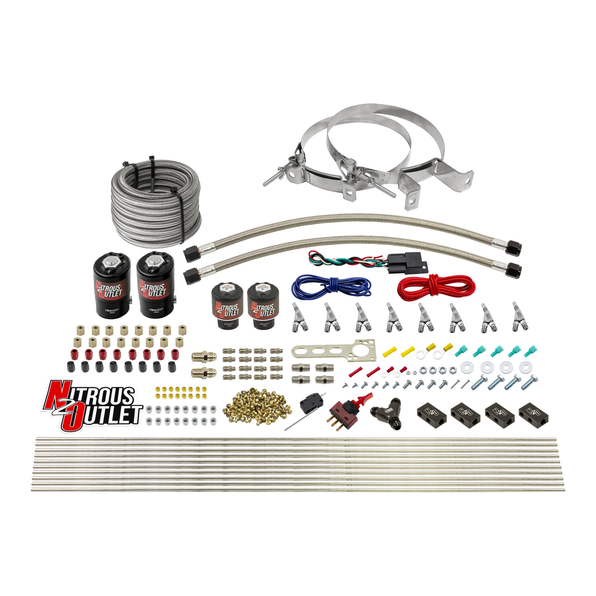 Nitrous Outlet 8 Cylinder Direct Port System - Two .122 Nitrous Solenoids/Two .177 Fuel Solenoids/Compact Distribution Blo...