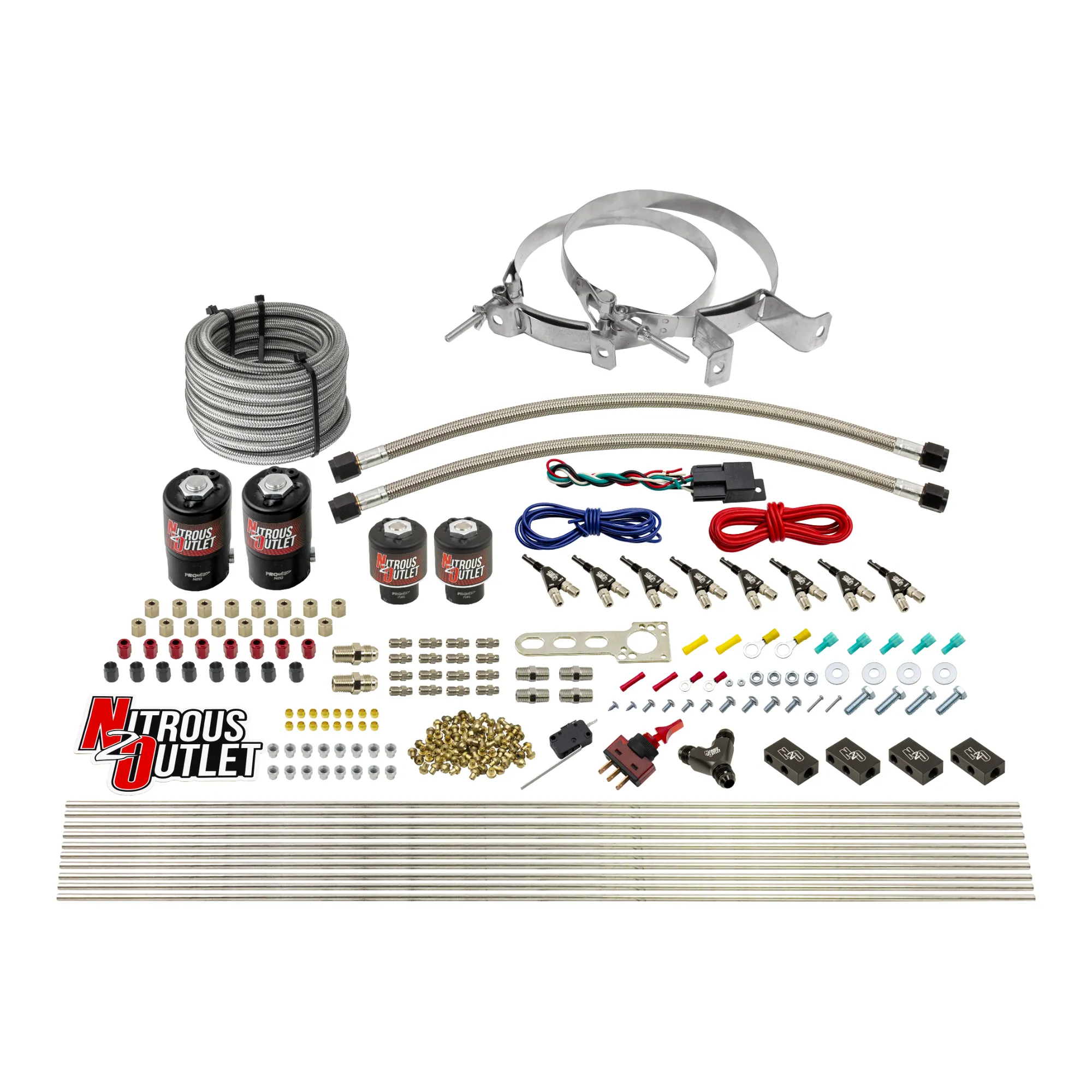 Nitrous Outlet 8 Cylinder Direct Port System - Two .112 Nitrous Solenoids/Two .177 Fuel Solenoids/Compact Distribution Blo...