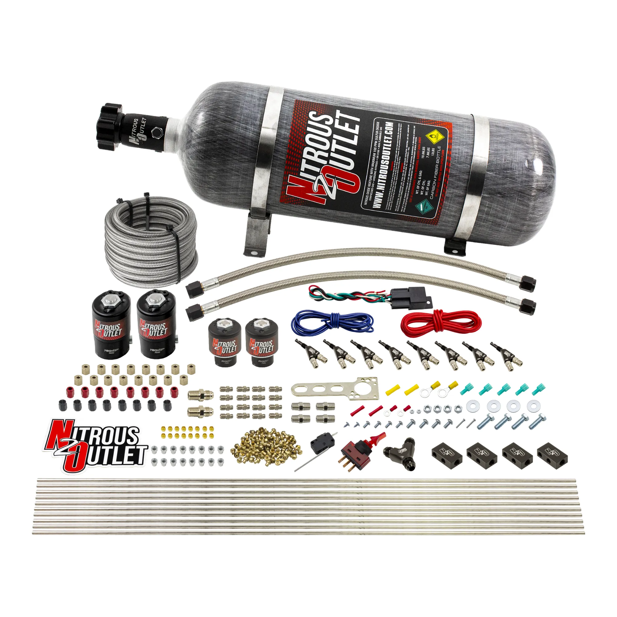 Nitrous Outlet 8 Cylinder Direct Port System - Two .112 Nitrous Solenoids/Two .177 Fuel Solenoids/Compact Distribution Blo...