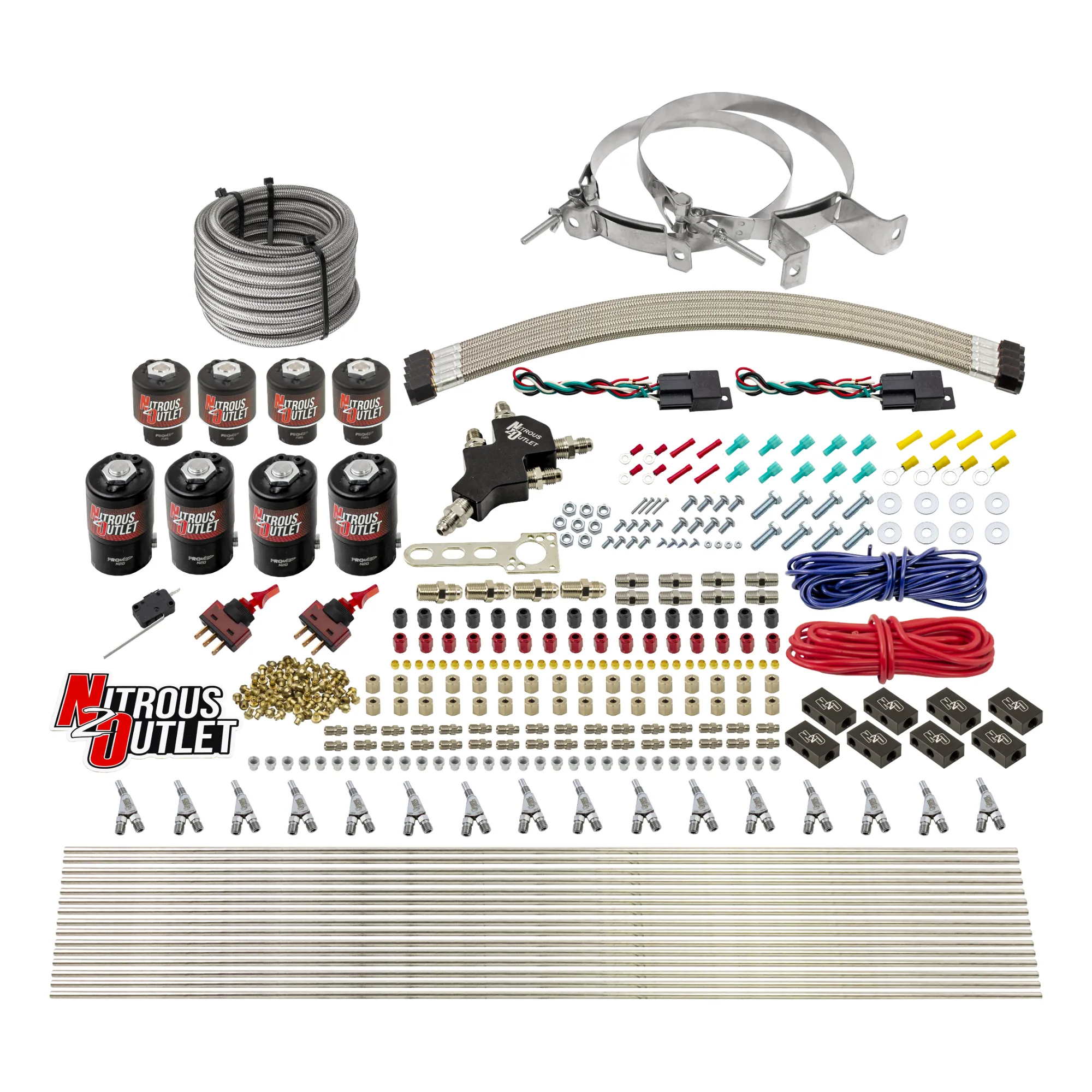 Nitrous Outlet 8 Cylinder Dual Stage Direct Port System - Four .112 Nitrous Solenoids/Four .177 Fuel Solenoids/Compact Dis...