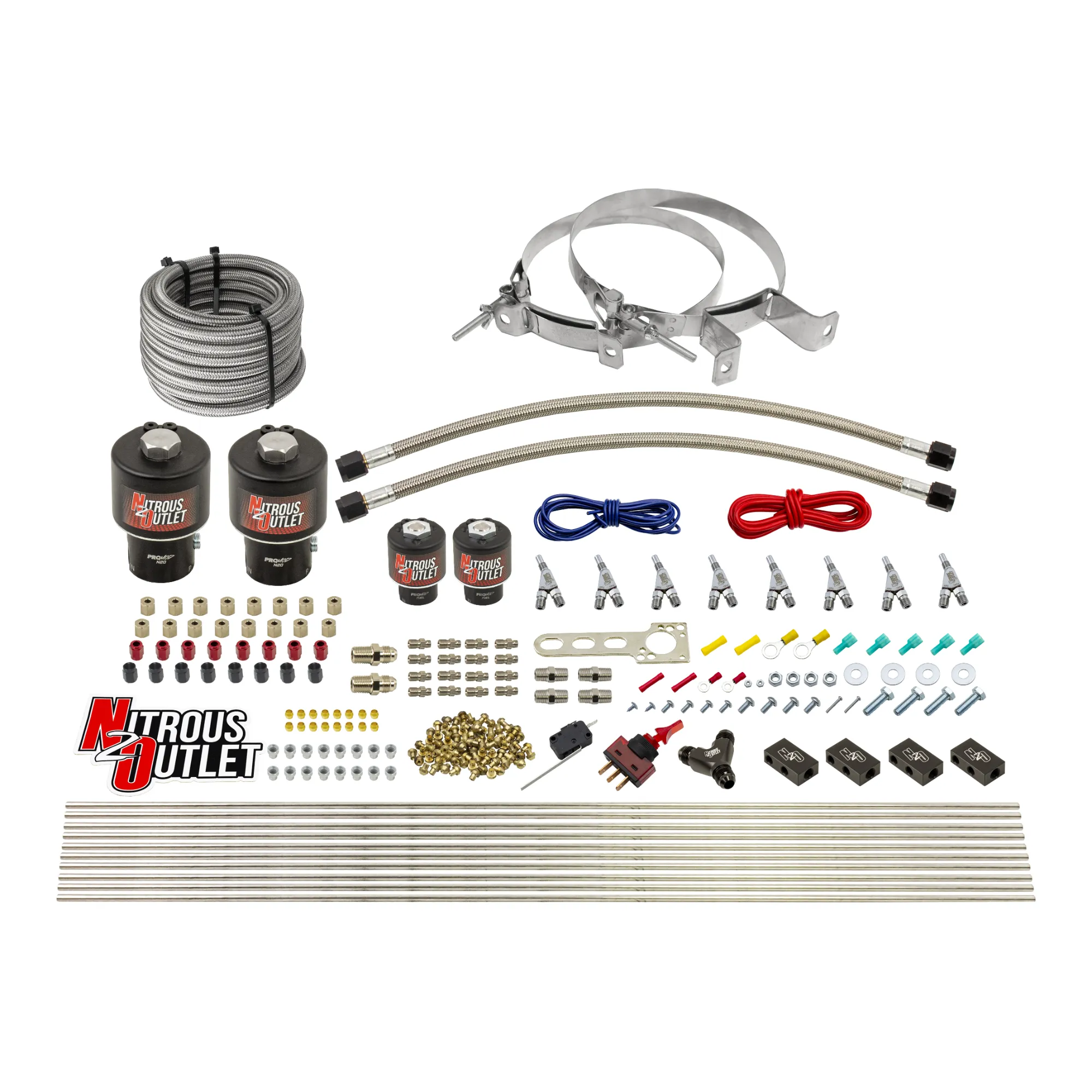 Nitrous Outlet 8 Cylinder Direct Port System - Two .178 Trashcan Nitrous Solenoids/Two .177 Fuel Solenoids/Compact Distrib...