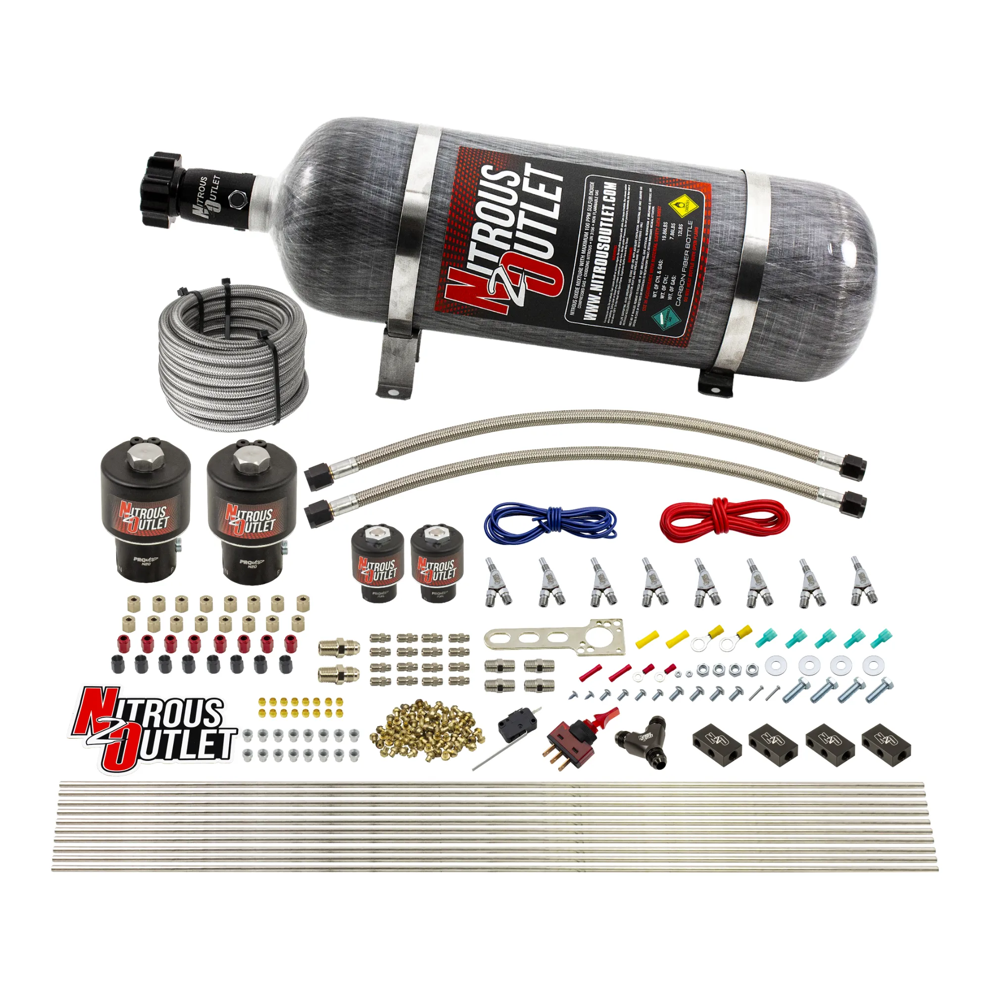 Nitrous Outlet 8 Cylinder Direct Port System - Two .178 Trashcan Nitrous Solenoids/Two .177 Fuel Solenoids/Compact Distrib...