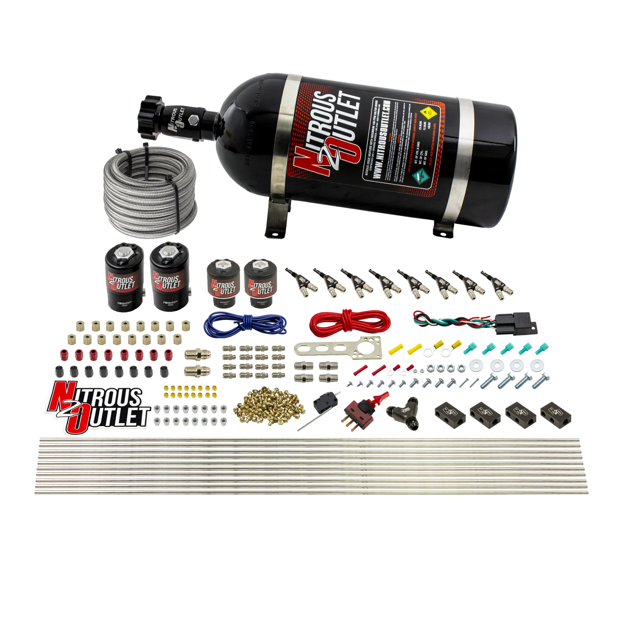 Nitrous Outlet 8 Cylinder Direct Port System - Two .112 Nitrous Solenoids/Two .177 Fuel Solenoids/Compact Distribution Blo...