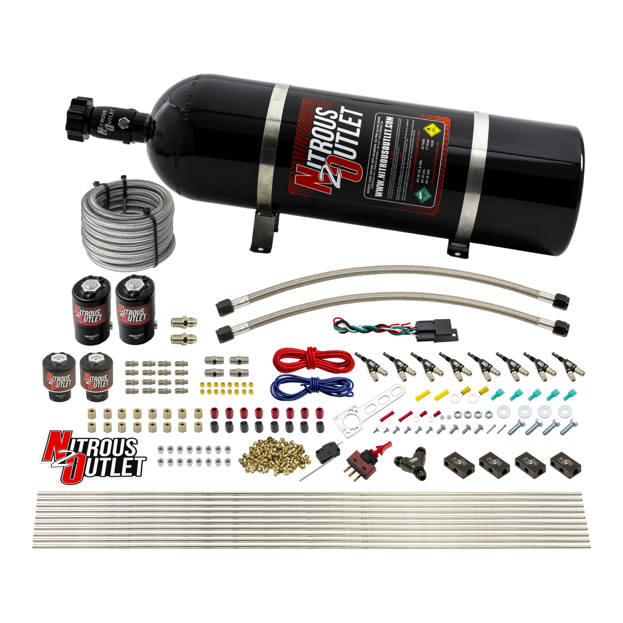 Nitrous Outlet 8 Cylinder Direct Port System - Two .122 Nitrous Solenoids/Two .177 Fuel Solenoids/Compact Distribution Blo...