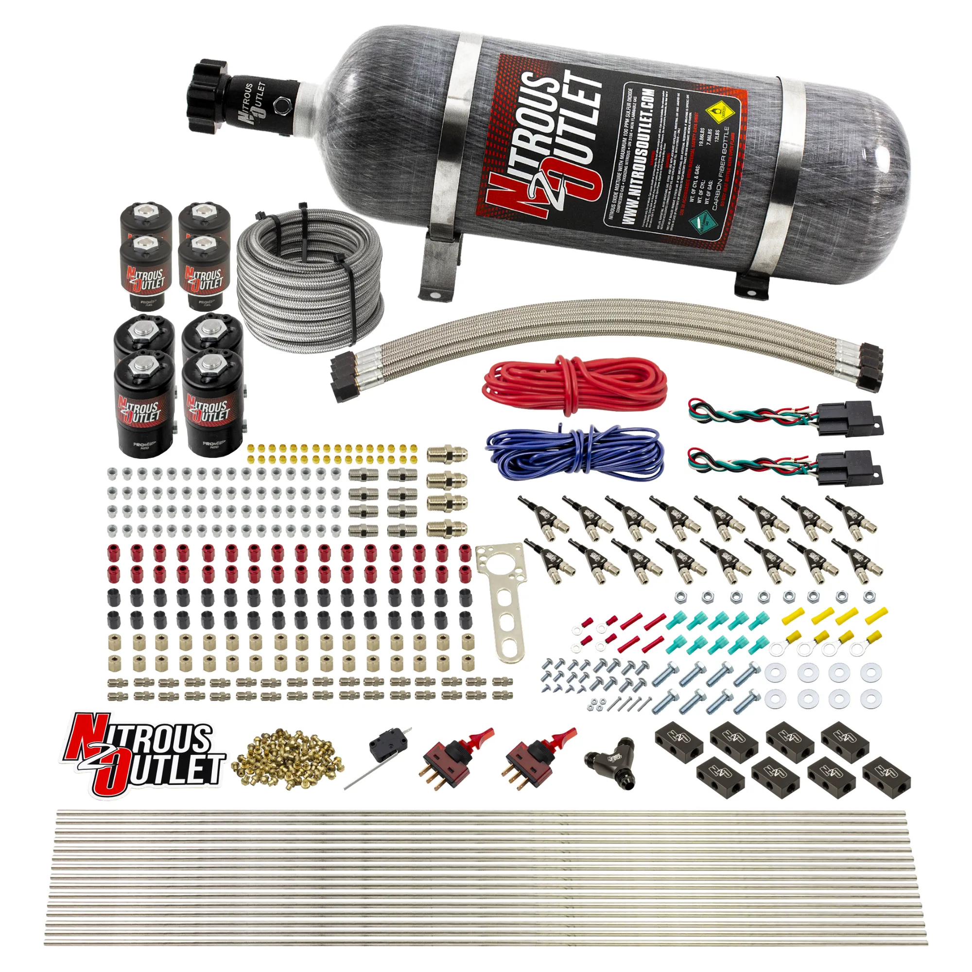 Nitrous Outlet 8 Cylinder Dual Stage Direct Port System - Four .122 Nitrous Solenoids/Four .177 Fuel Solenoids/Compact Dis...