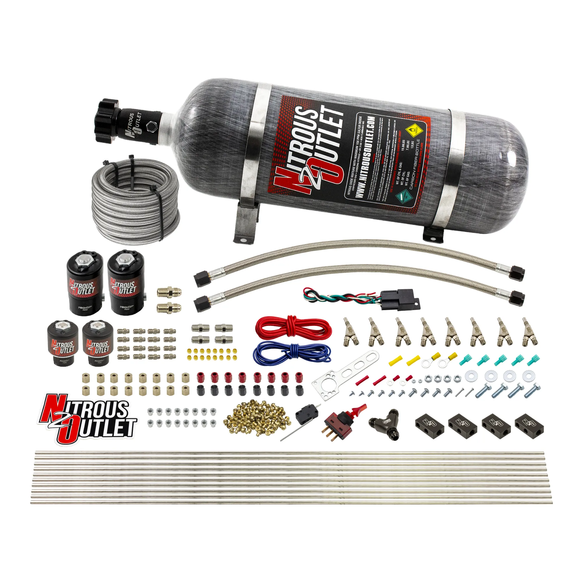 Nitrous Outlet 8 Cylinder Direct Port System - Two .122 Nitrous Solenoids/Two .177 Fuel Solenoids/Compact Distribution Blo...