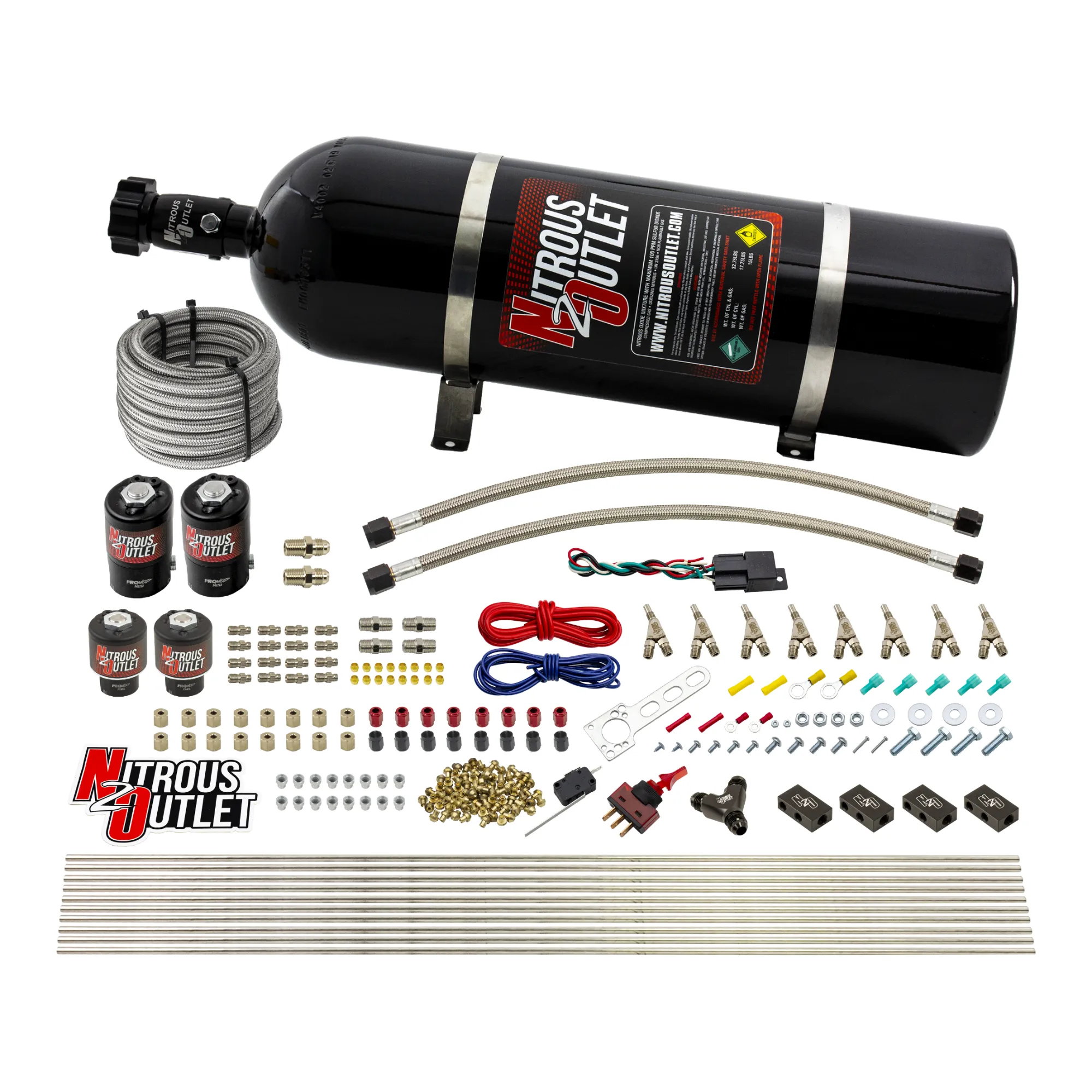 Nitrous Outlet 8 Cylinder Direct Port System - Two .122 Nitrous Solenoids/Two .177 Fuel Solenoids/Compact Distribution Blo...
