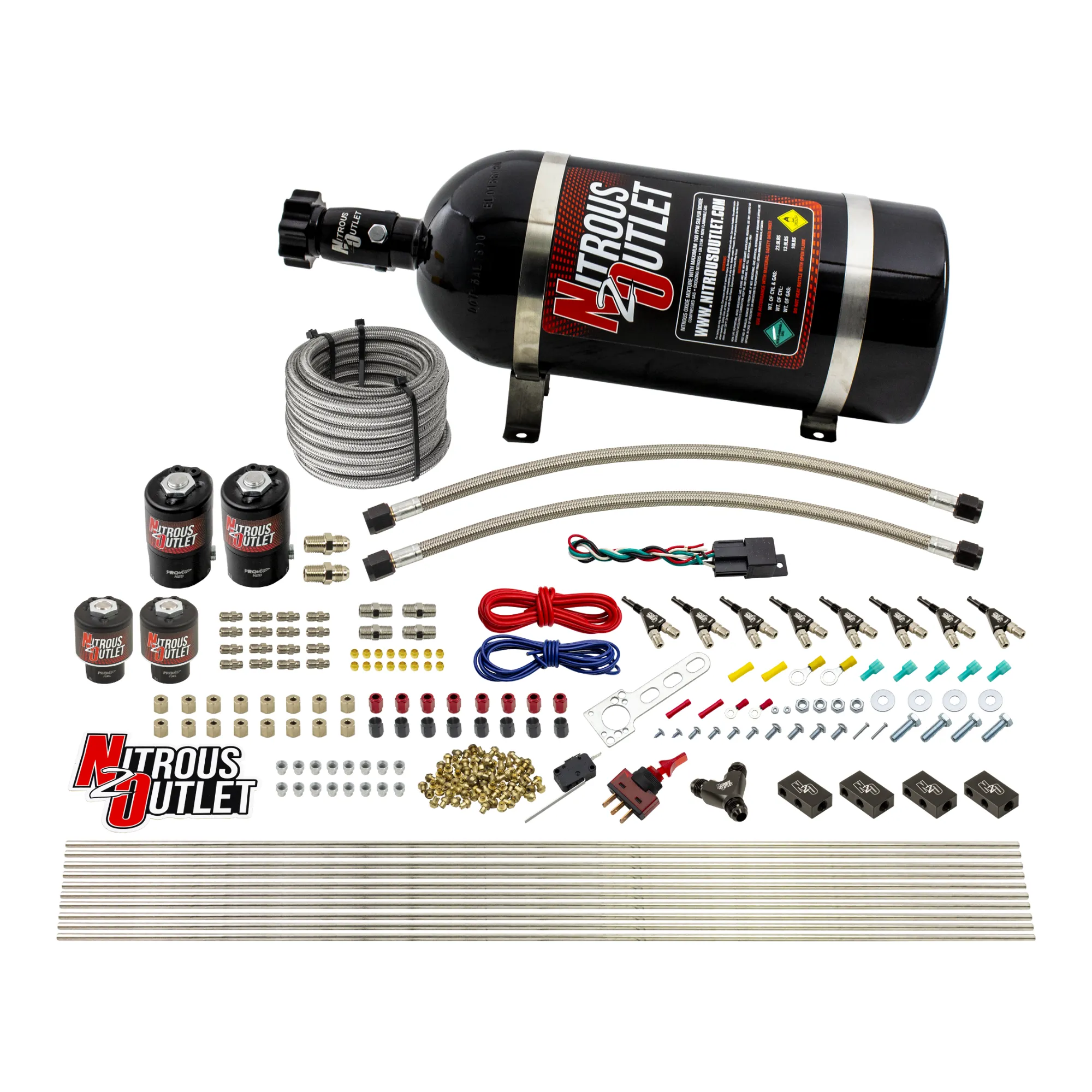 Nitrous Outlet 8 Cylinder Direct Port System - Two .112 Nitrous Solenoids/Two .177 Fuel Solenoids/Compact Distribution Blo...