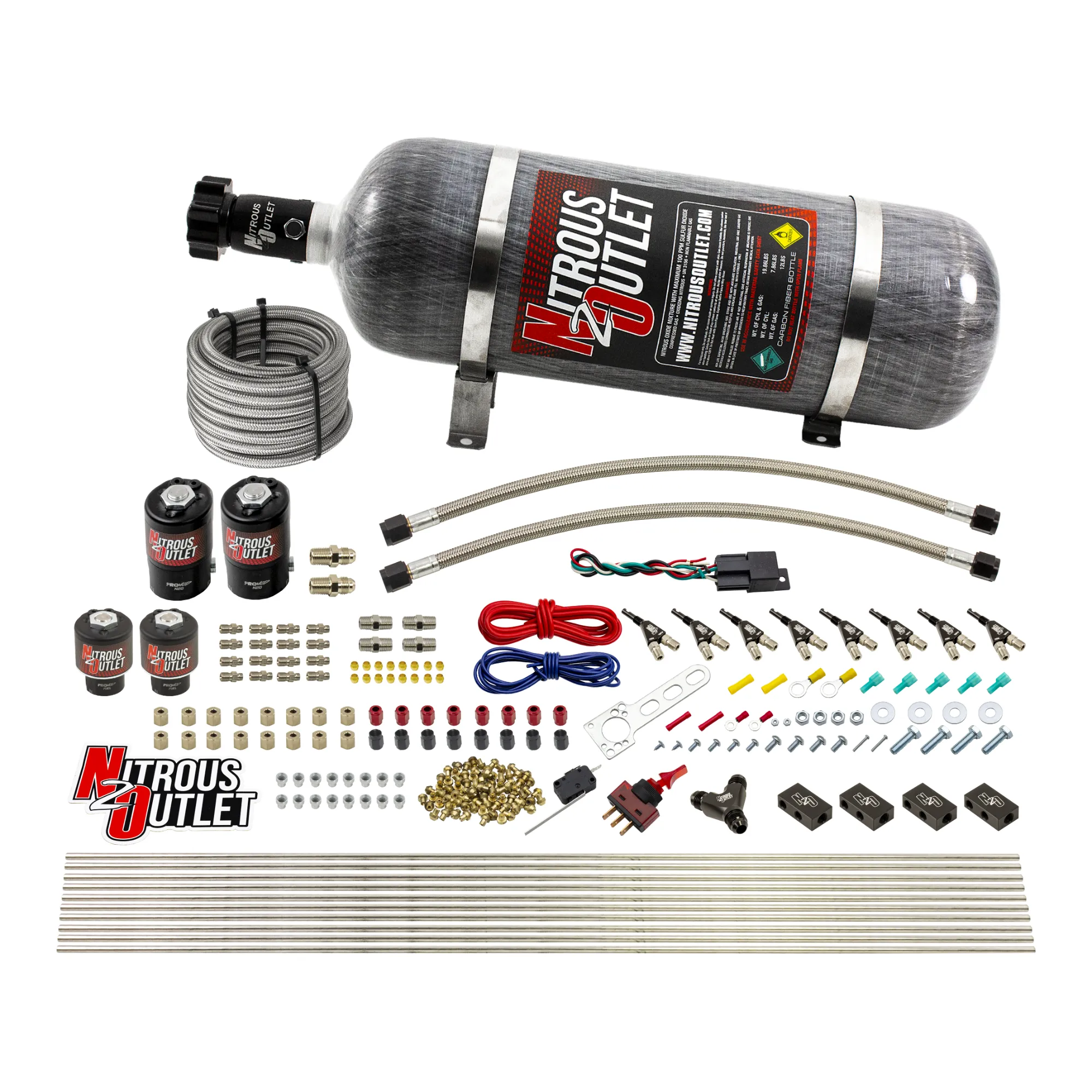Nitrous Outlet 8 Cylinder Direct Port System - Two .112 Nitrous Solenoids/Two .177 Fuel Solenoids/Compact Distribution Blo...