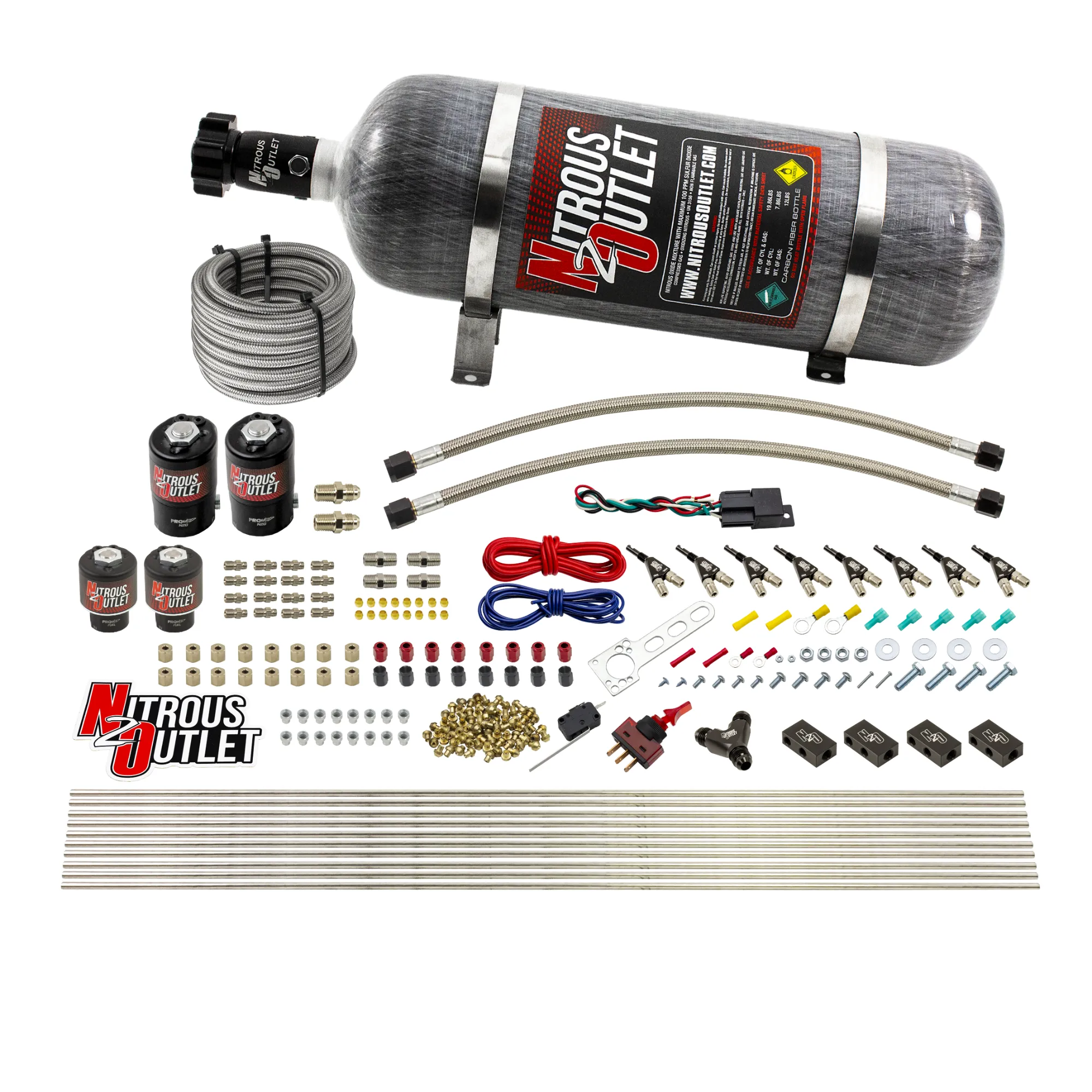 Nitrous Outlet 8 Cylinder Direct Port System - Two .122 Nitrous Solenoids/Two .177 Fuel Solenoids/Compact Distribution Blo...