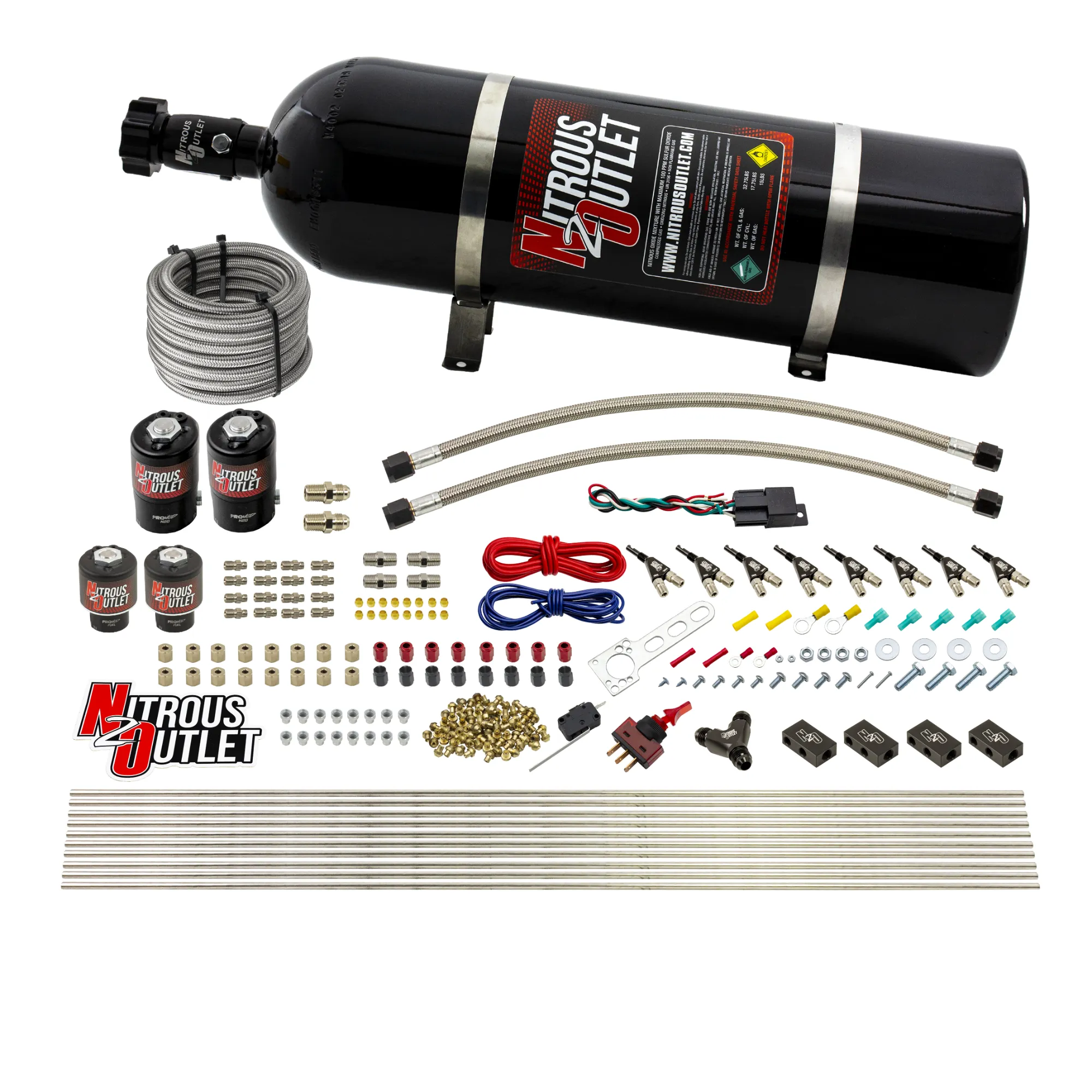 Nitrous Outlet 8 Cylinder Direct Port System - Two .122 Nitrous Solenoids/Two .177 Fuel Solenoids/Compact Distribution Blo...