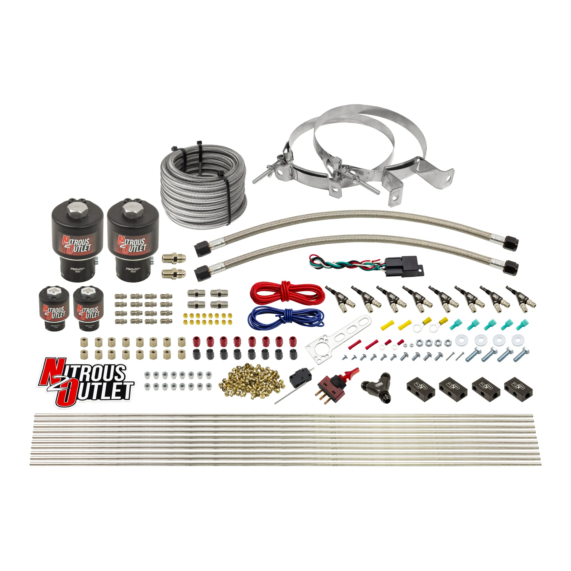Nitrous Outlet 8 Cylinder Direct Port System - Two .178 Trashcan Nitrous Solenoids/Two .177 Fuel Solenoids/Compact Distrib...